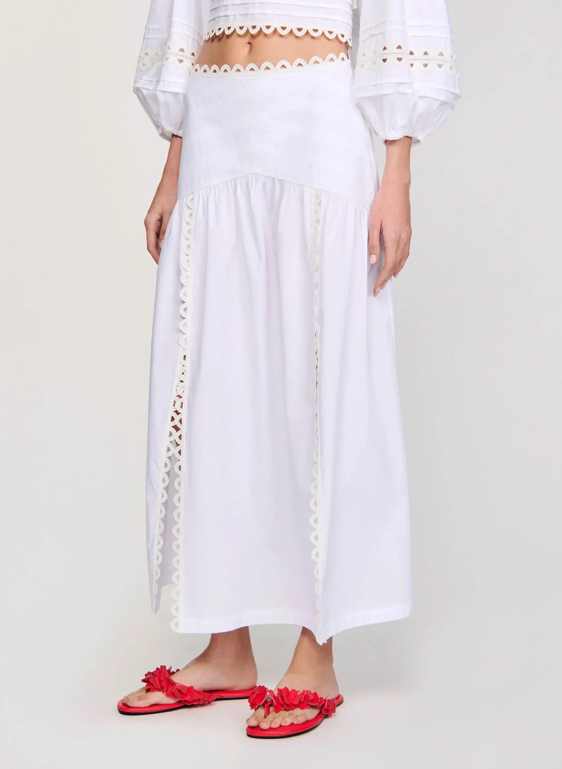 Anaïs - Midirock aus Baumwolle Weiss