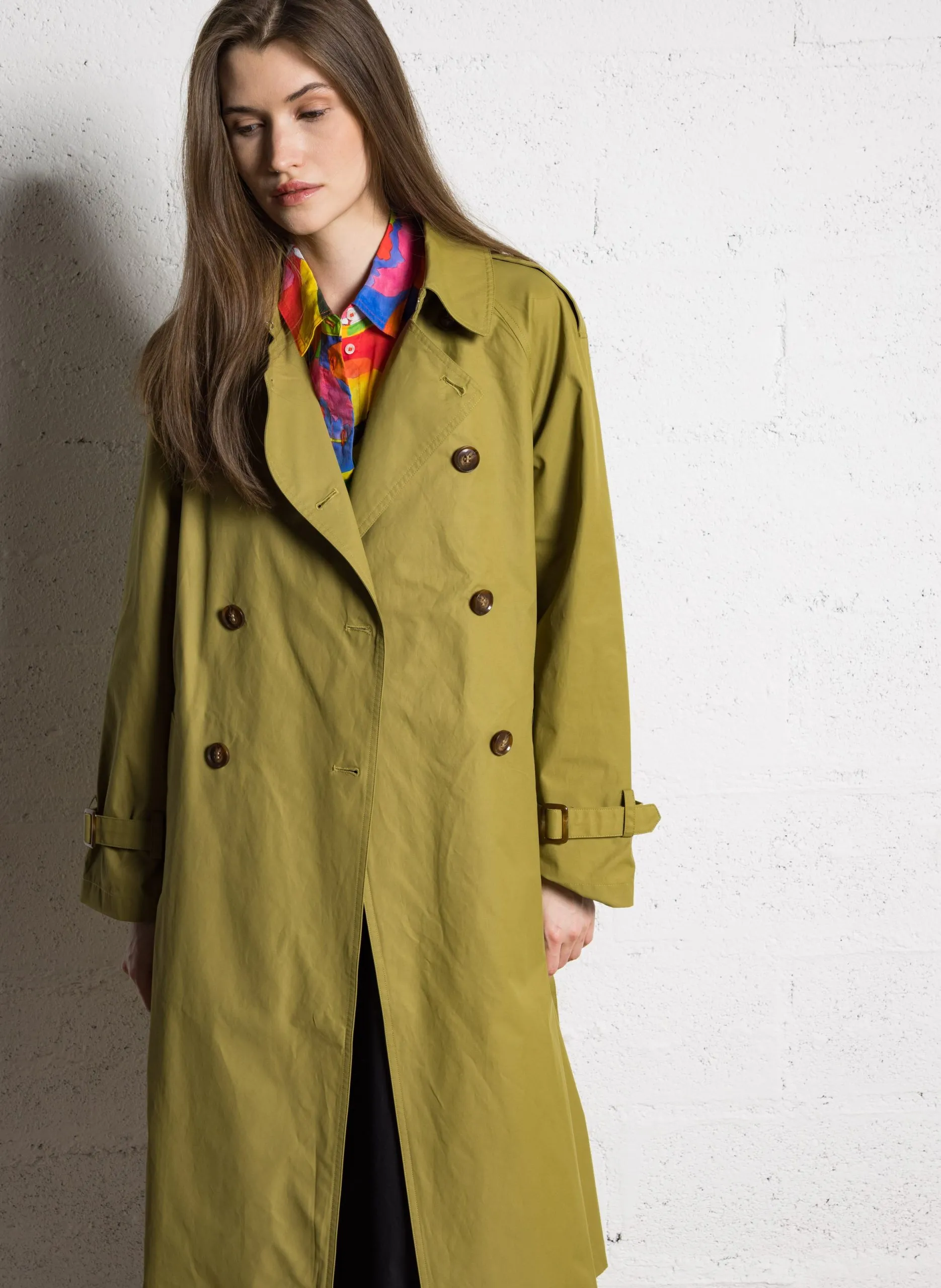 Oversize-Trenchcoat aus Baumwollmix Grun MANUEL