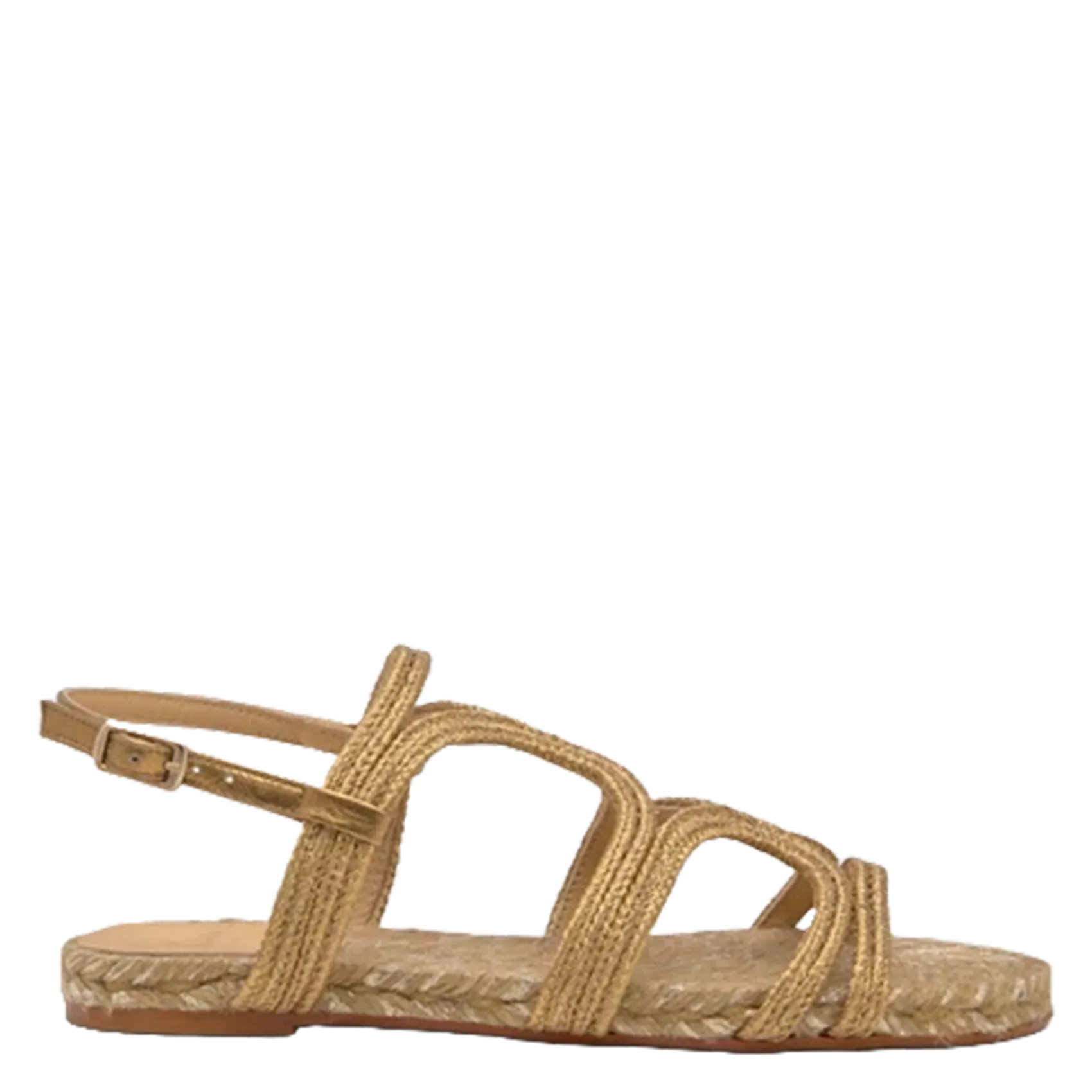 Flache Sandalen aus Baumwollmischung Golden PITRA