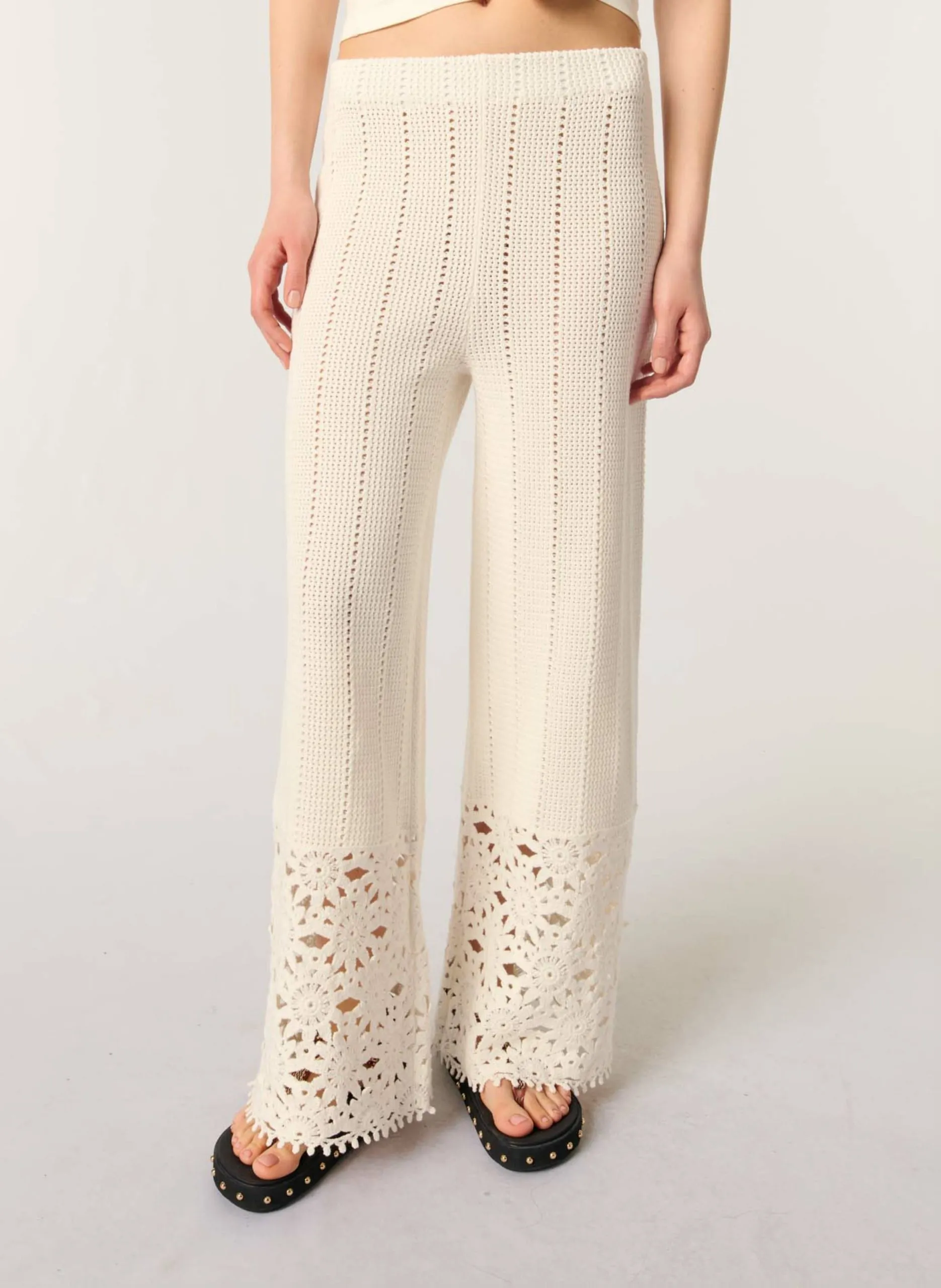 Gehäkelte gerade Hosen Weiss