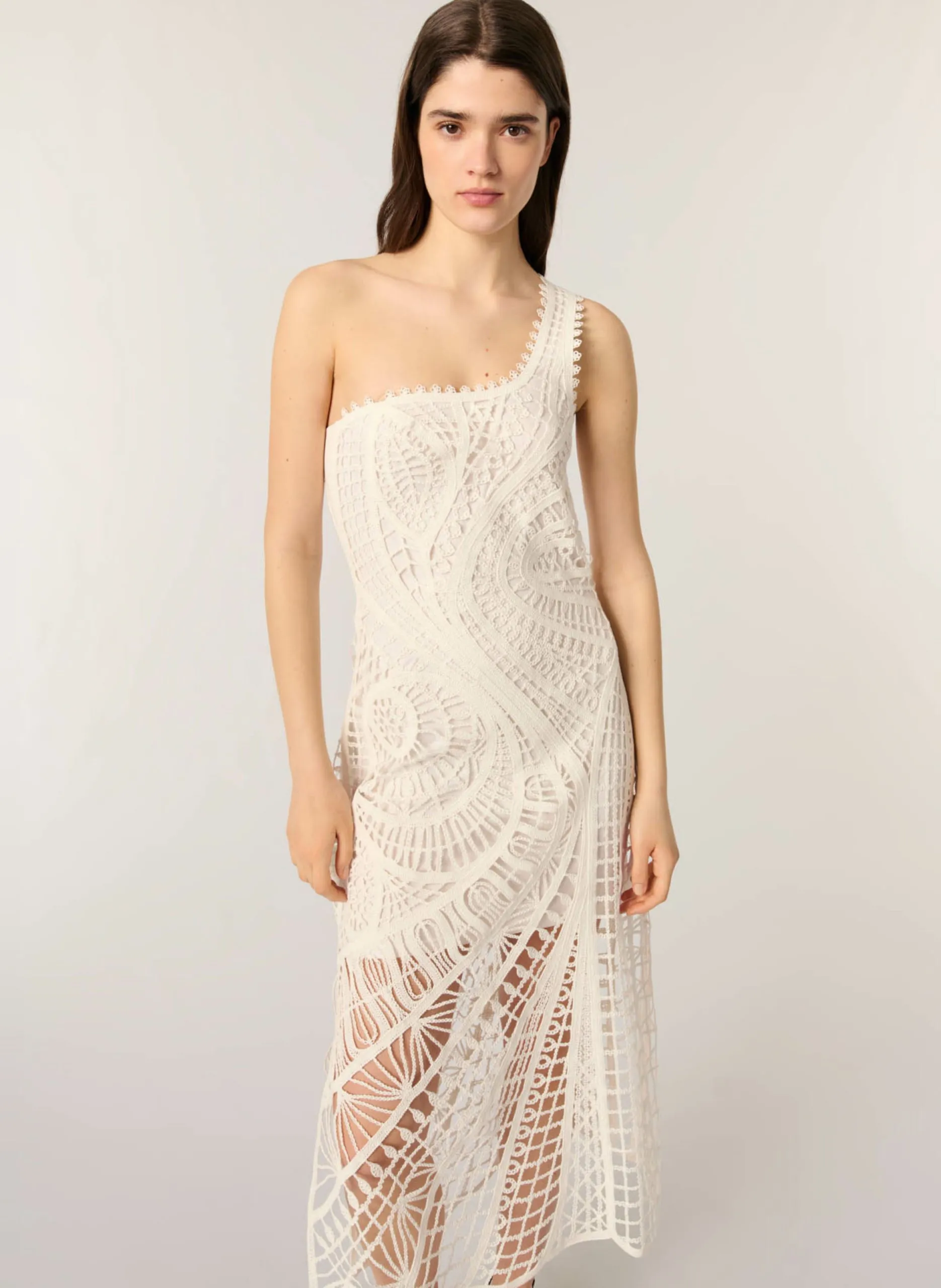 Asymmetrisches Midikleid aus Baumwolle Weiss