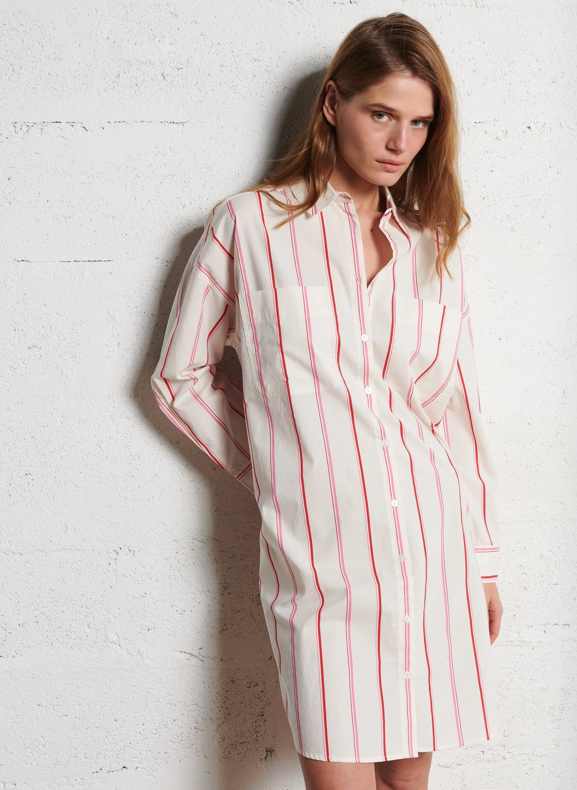 Weites Hemdkleid aus Baumwolle Weiss ULYA