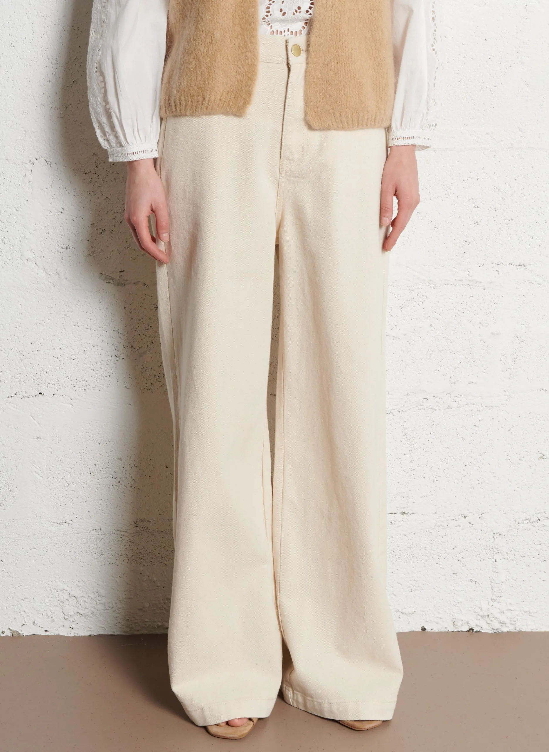 Weit geschnittene Jeans Beige PRUNE