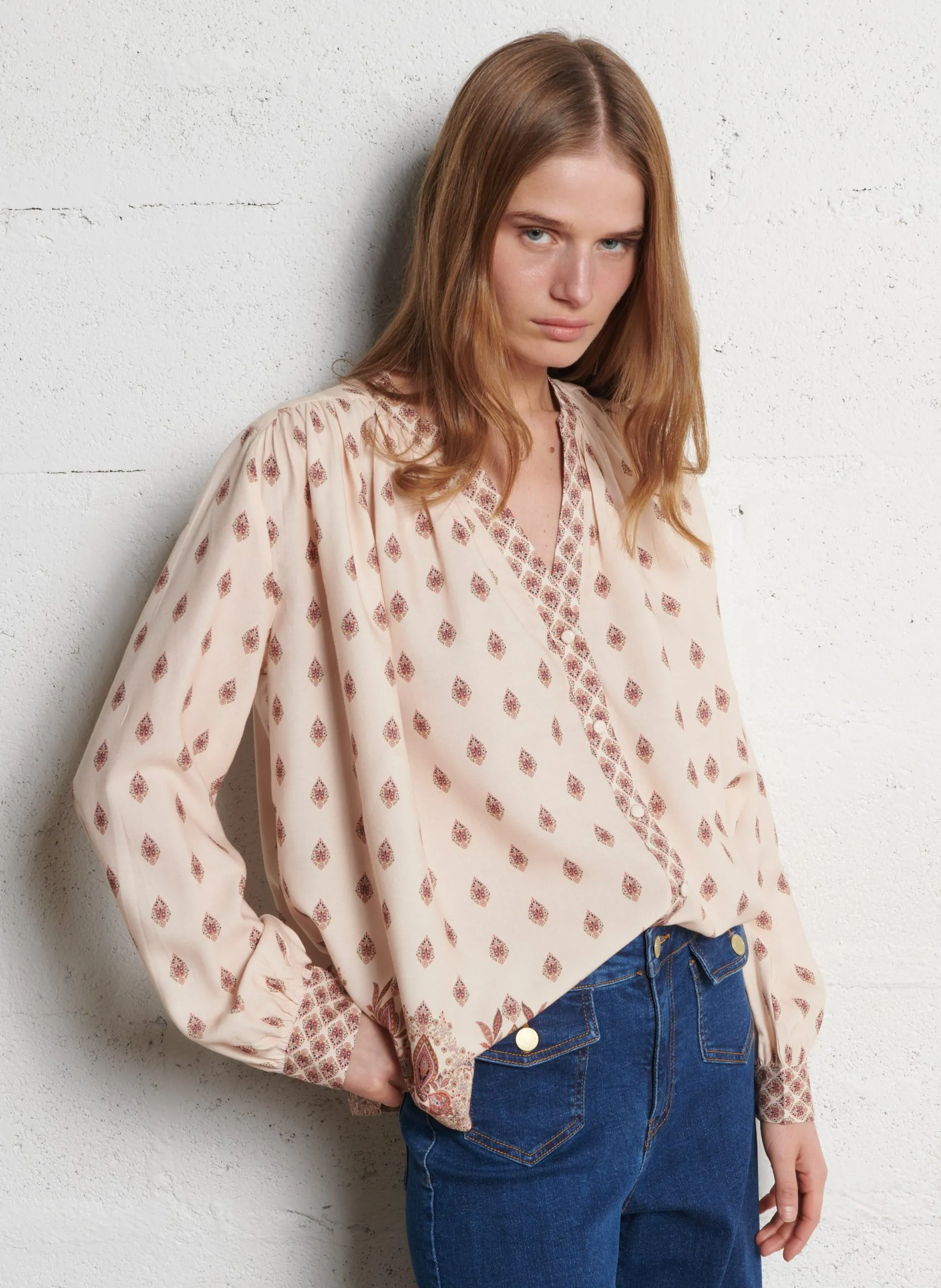 Weite Bluse mit Print Mehrfarbig BRUNE