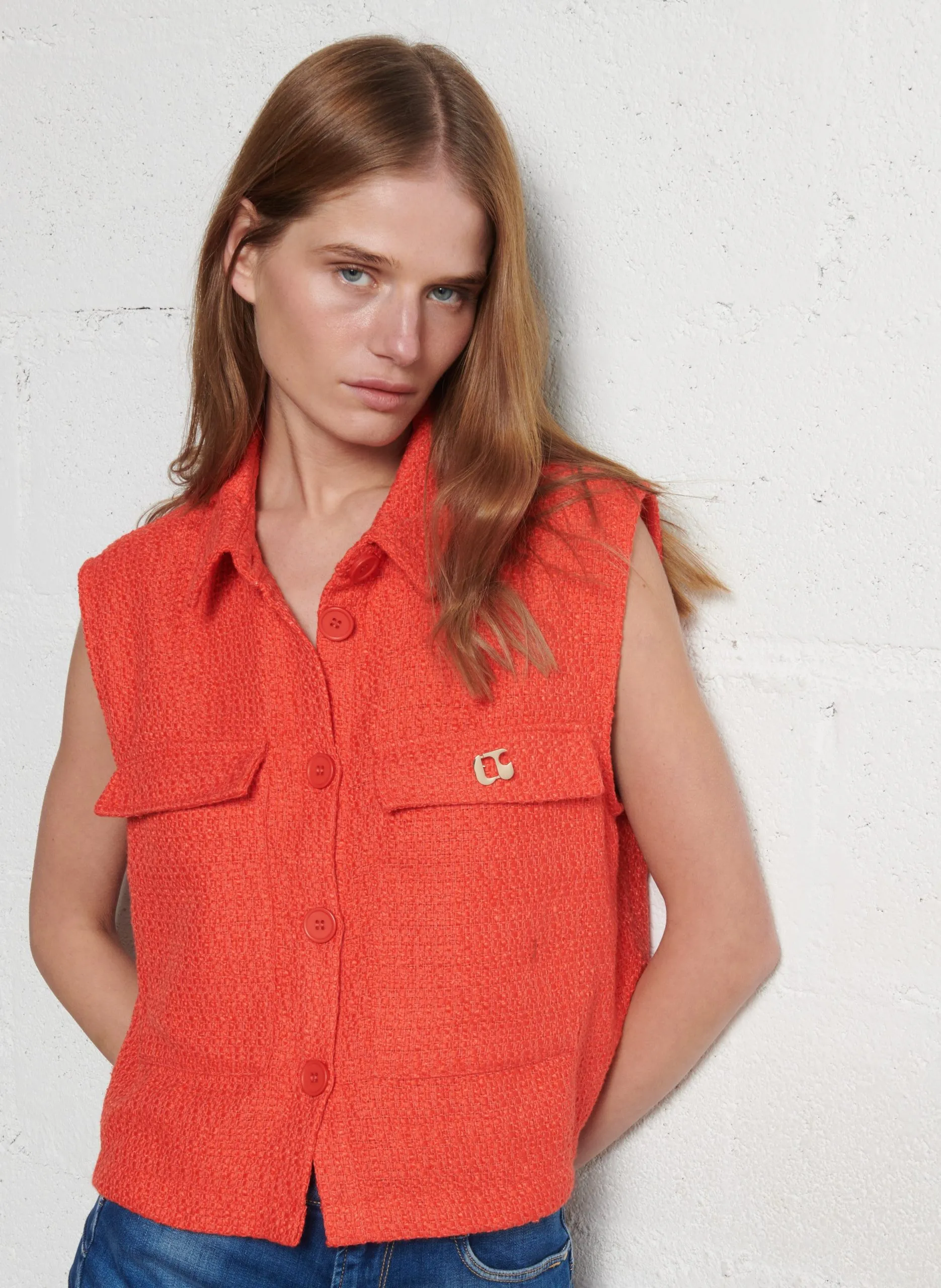 Gerade geschnittene Strickjacke Rot ARLEY