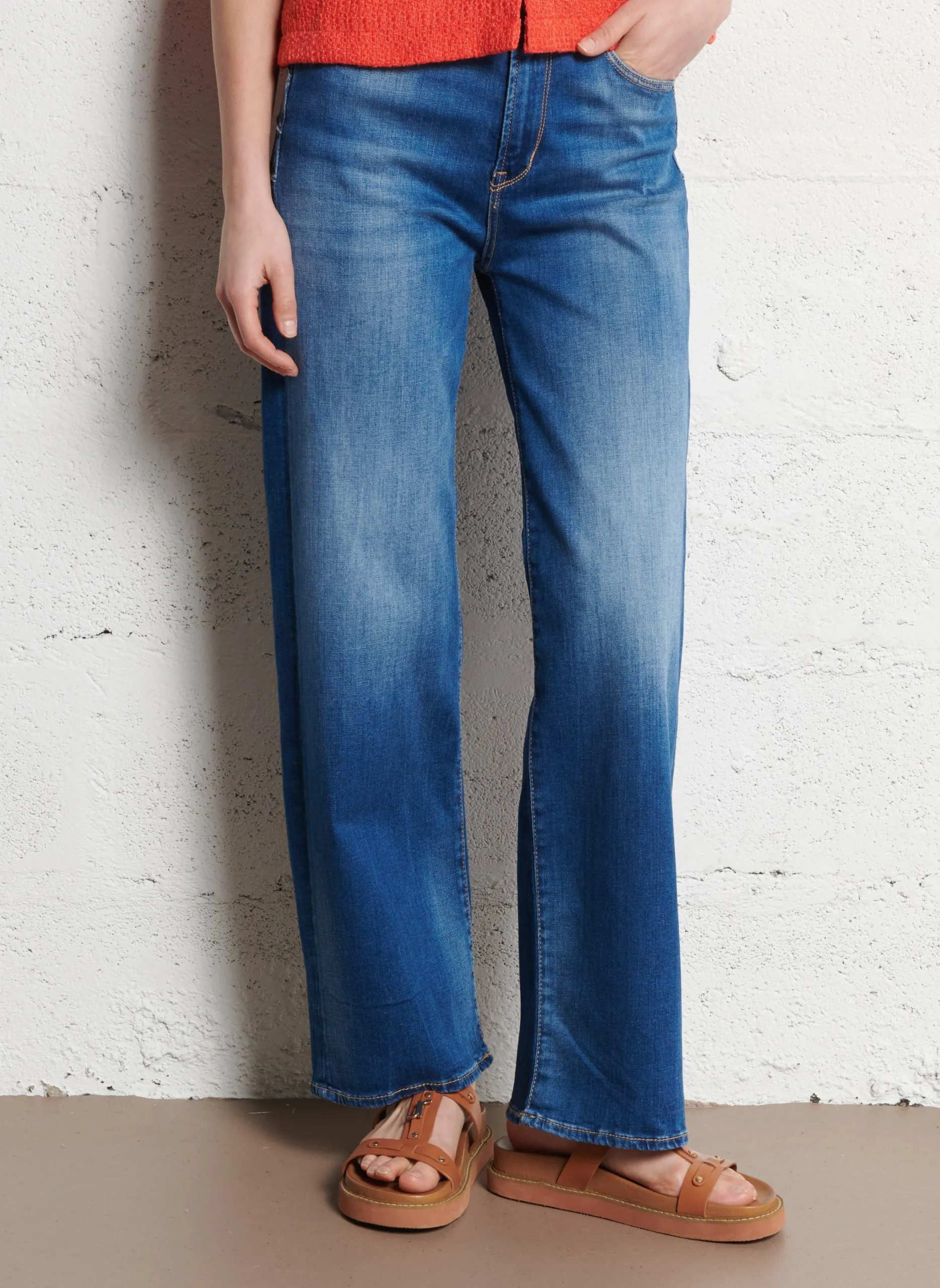 Gerade geschnittene Jeans aus Baumwoll-Mix Blau ZAHO