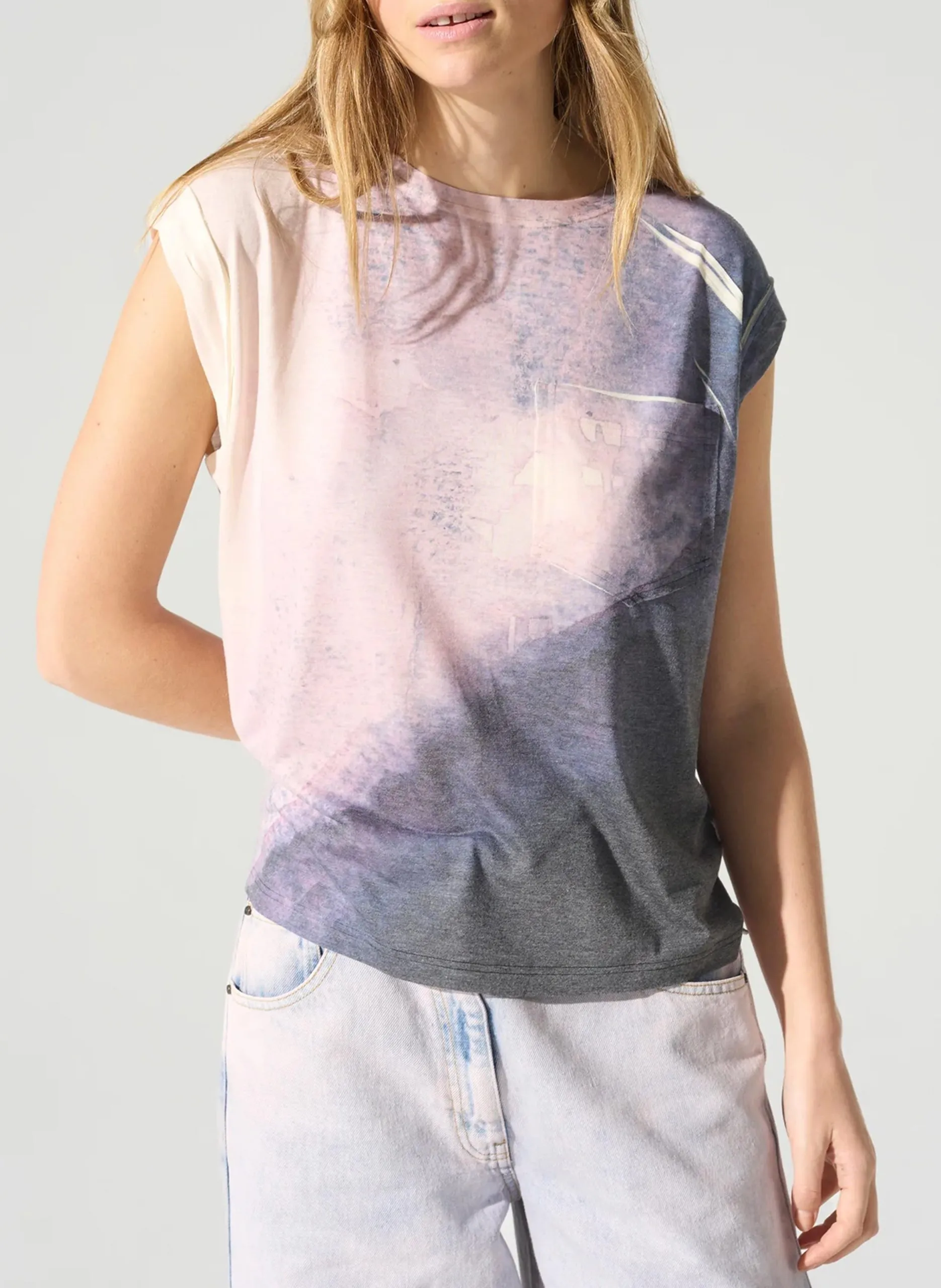 Weit geschnittenes T-Shirt mit Rundhalsausschnitt Weiss