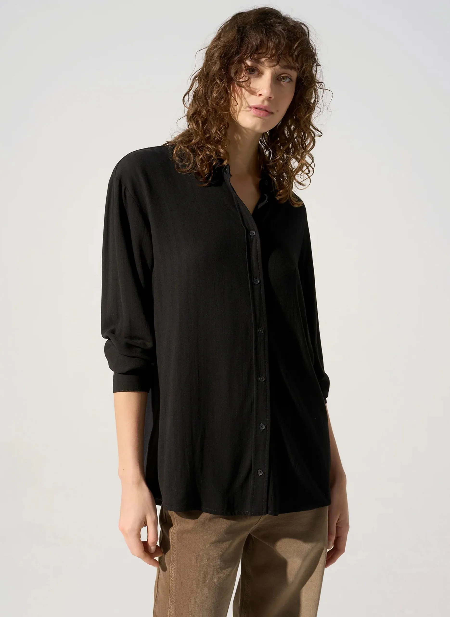 Bedrucktes Hemd mit klassischem Kragen Schwarz