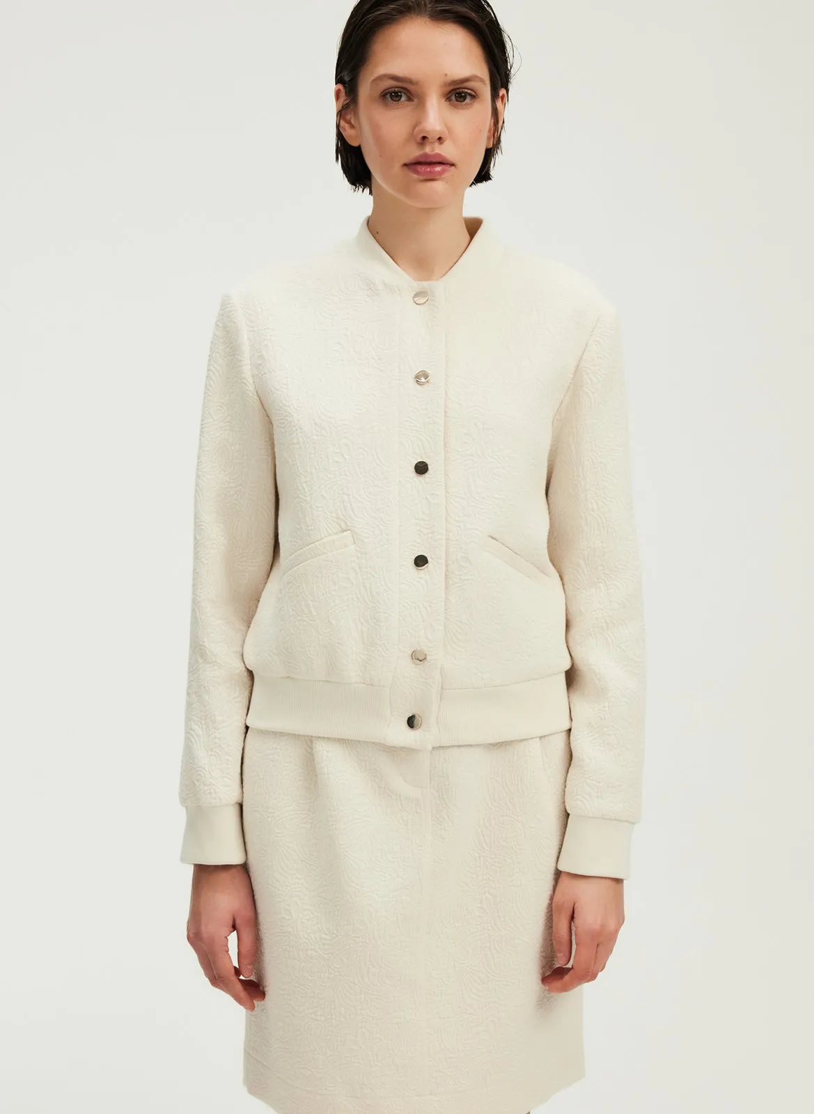 Gerader Baumwoll-Blouson Beige ROUDIE