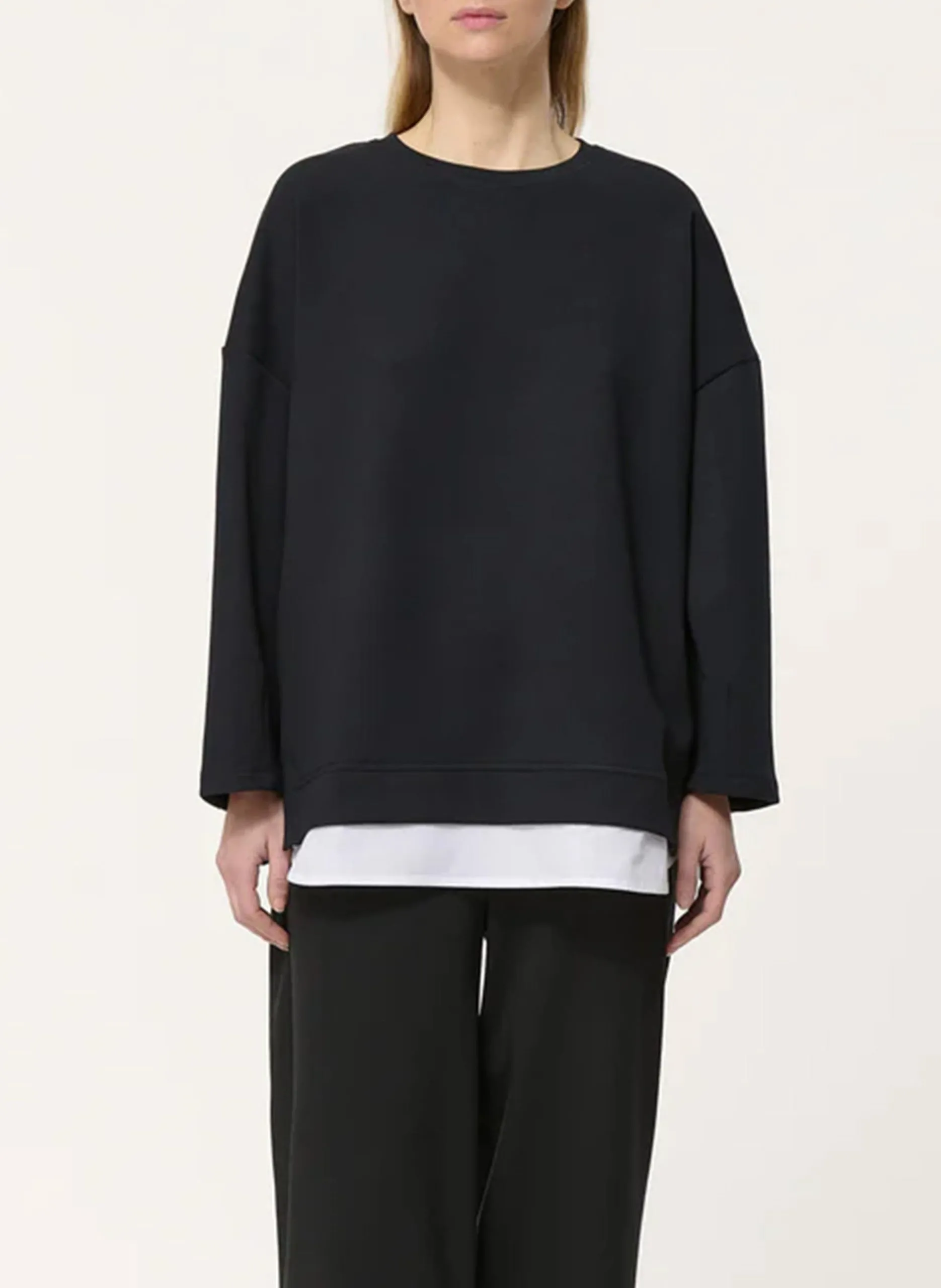 Langarm-Fleece-Sweatshirt Schwarz