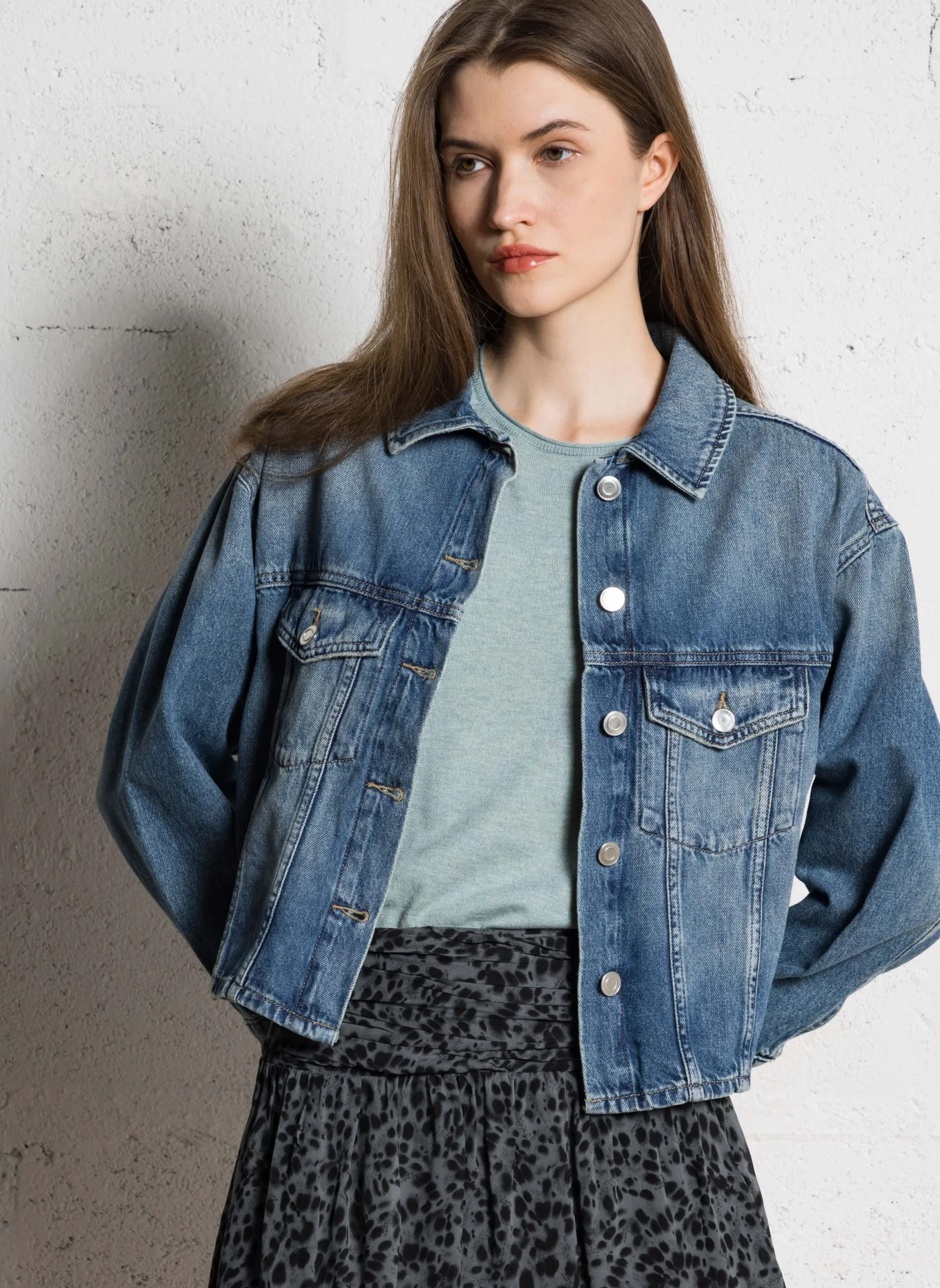 Gerade Baumwolljacke Blau CLEM