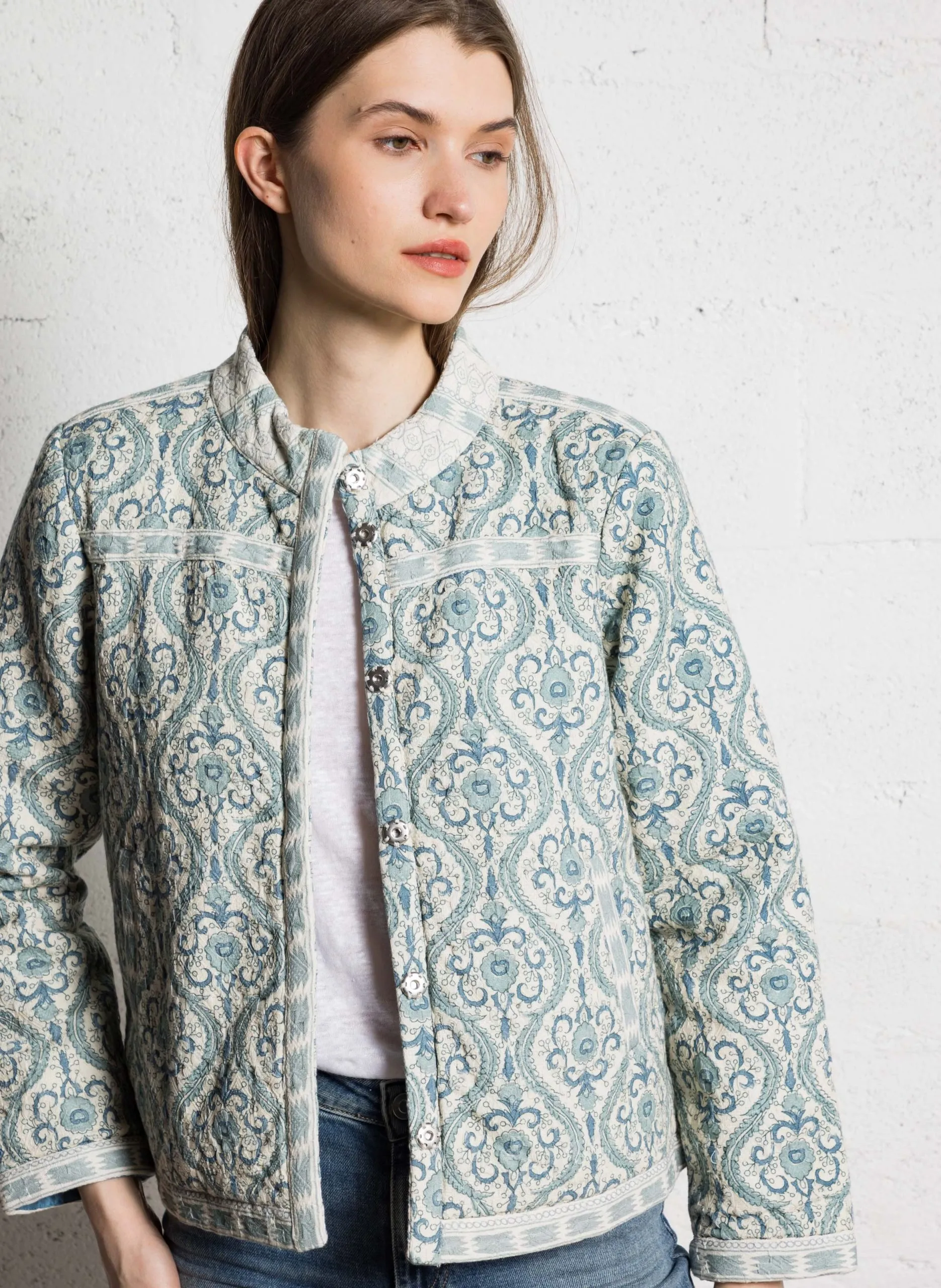 Baumwolljacke mit Rundhalsausschnitt Grun CHIARA