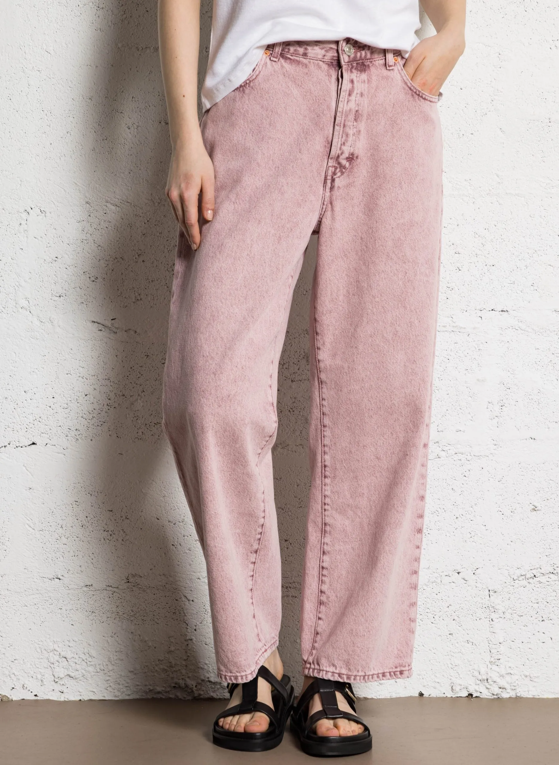 Weit geschnittene Jeans - aus Baumwolle Rosa PATY