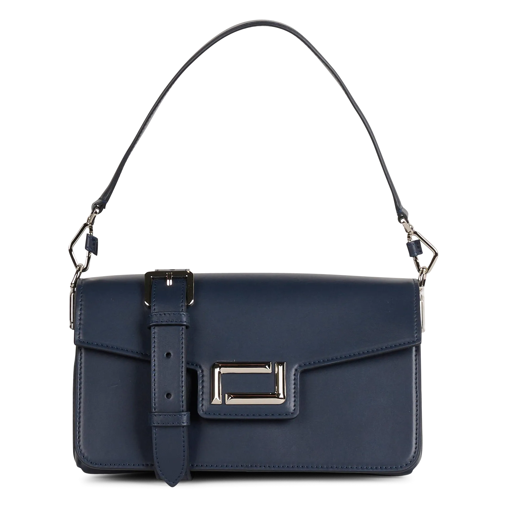 Leder-Umhängetasche mit Umschlag Blau ANGELE M