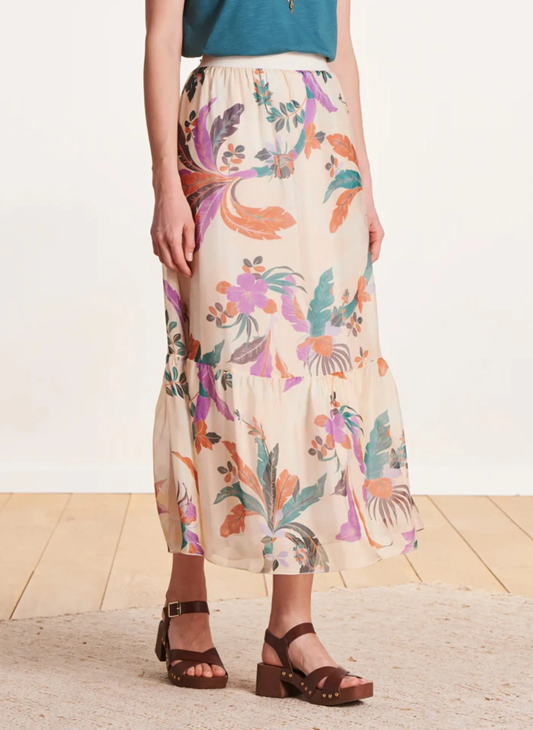 Kurzer Rock mit Print Rosa