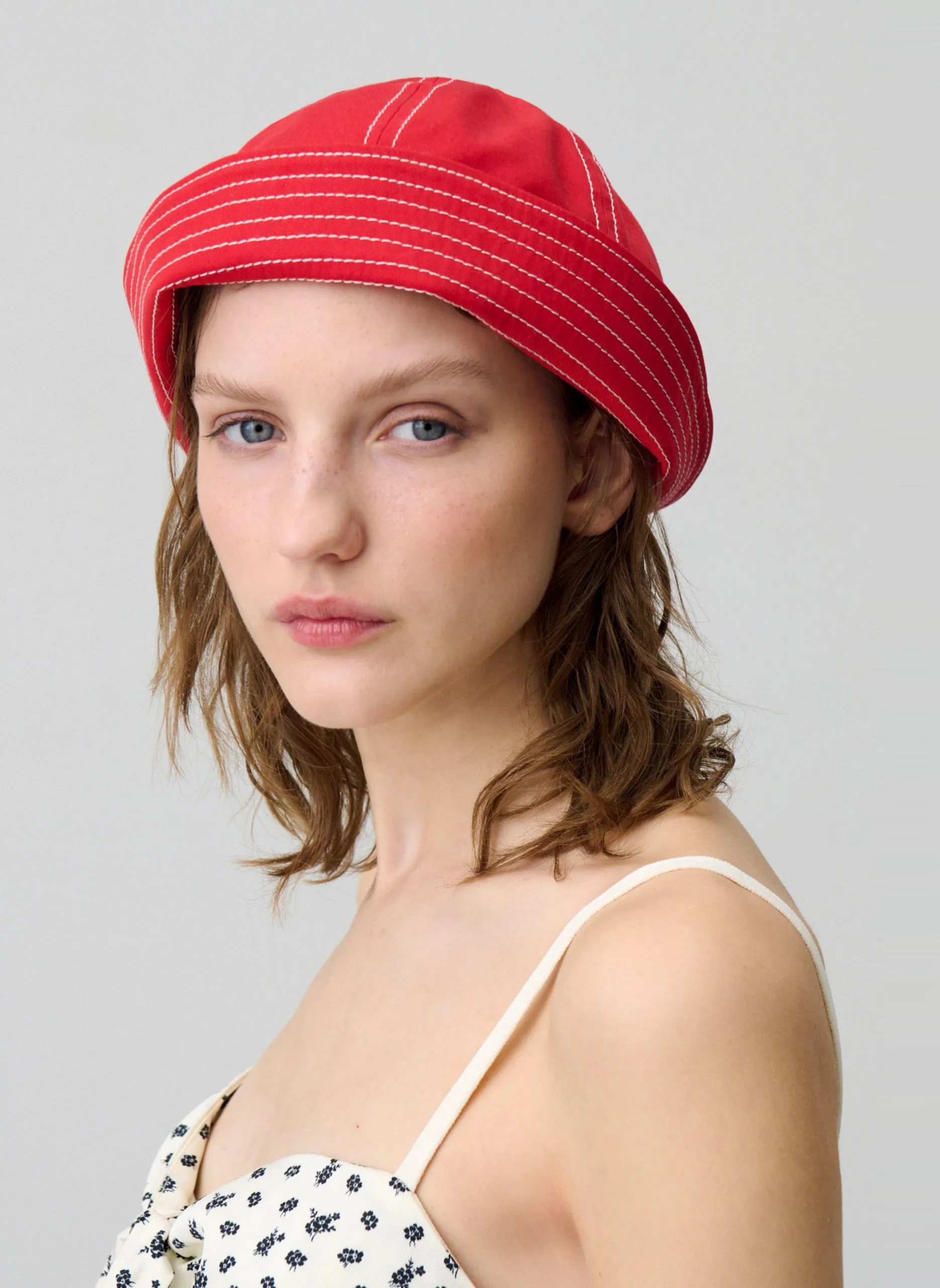 Bucket Hat aus Baumwolle Rot
