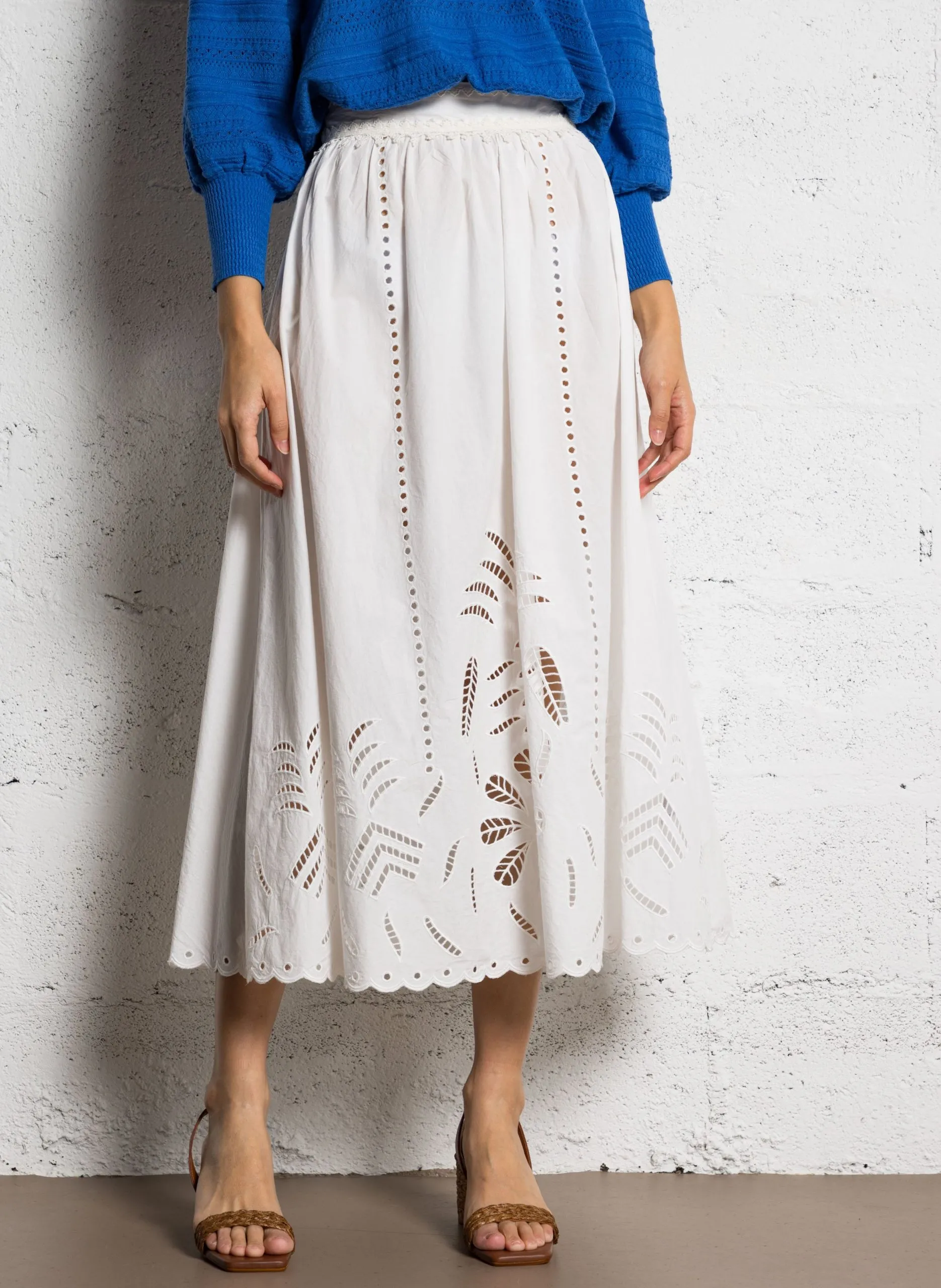 Langer Baumwollrock Beige JOSÉ