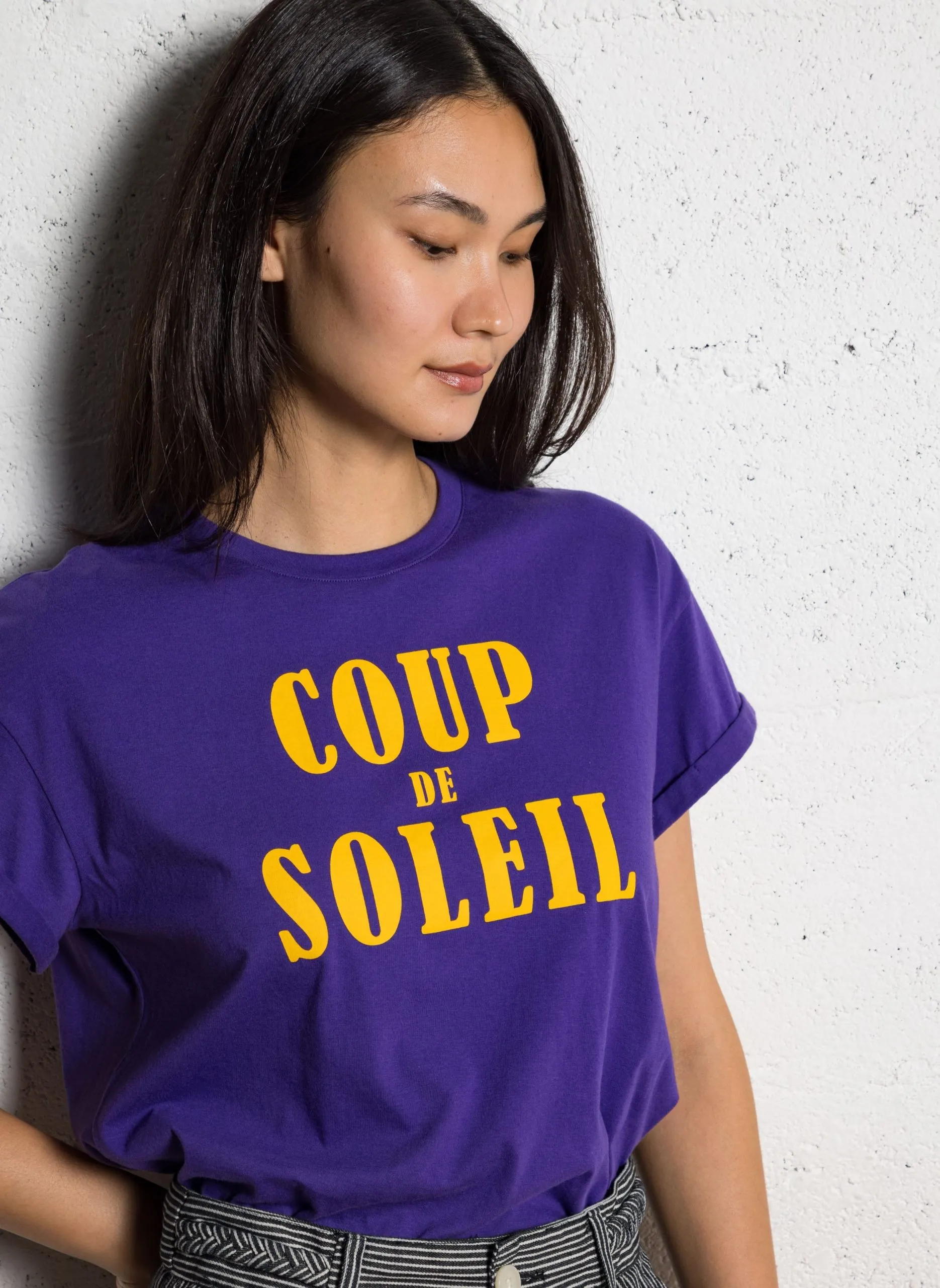 Baumwoll-Pullover mit Rundhalsausschnitt Violett