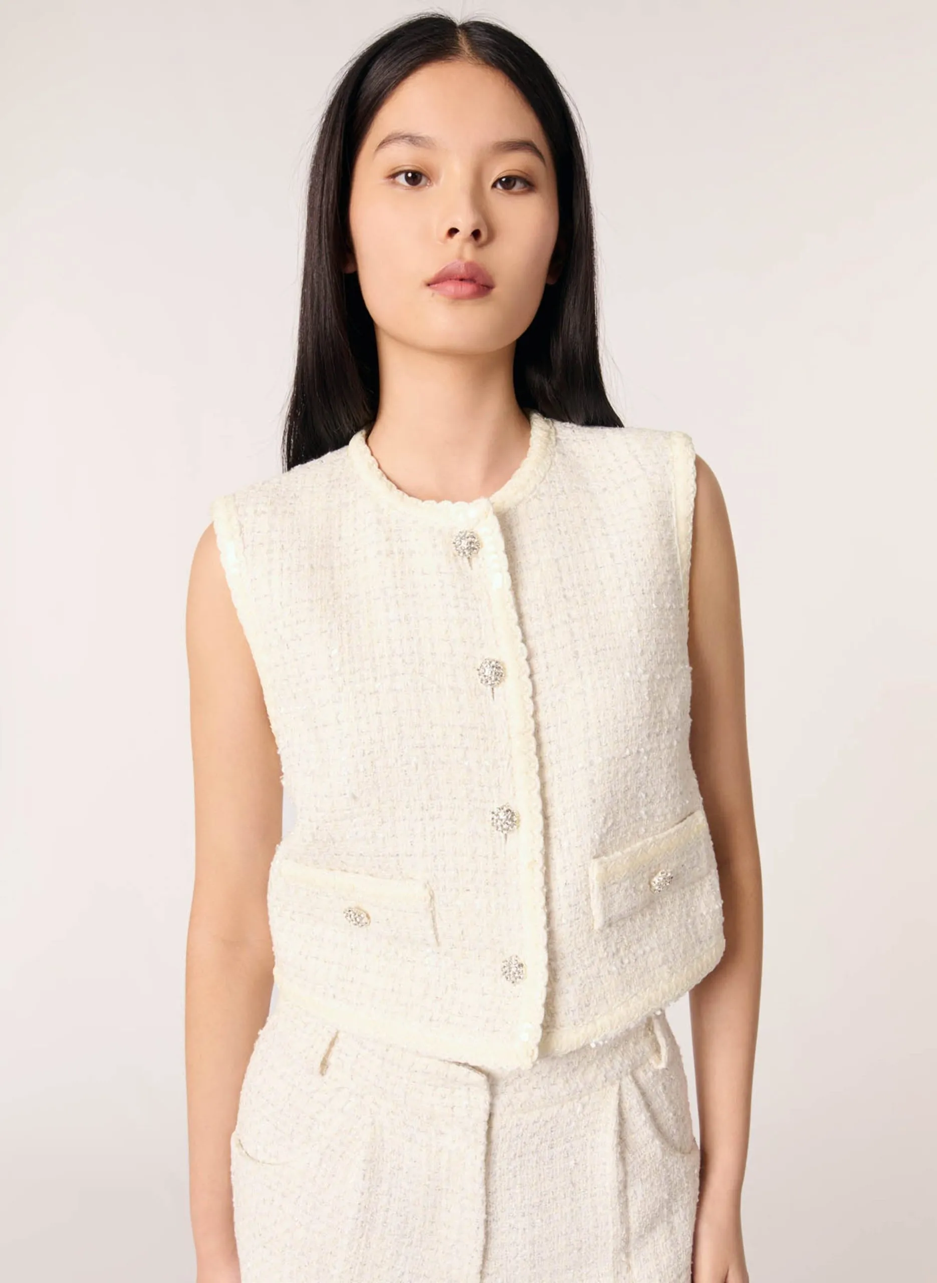 Blazer aus Tweed Beige