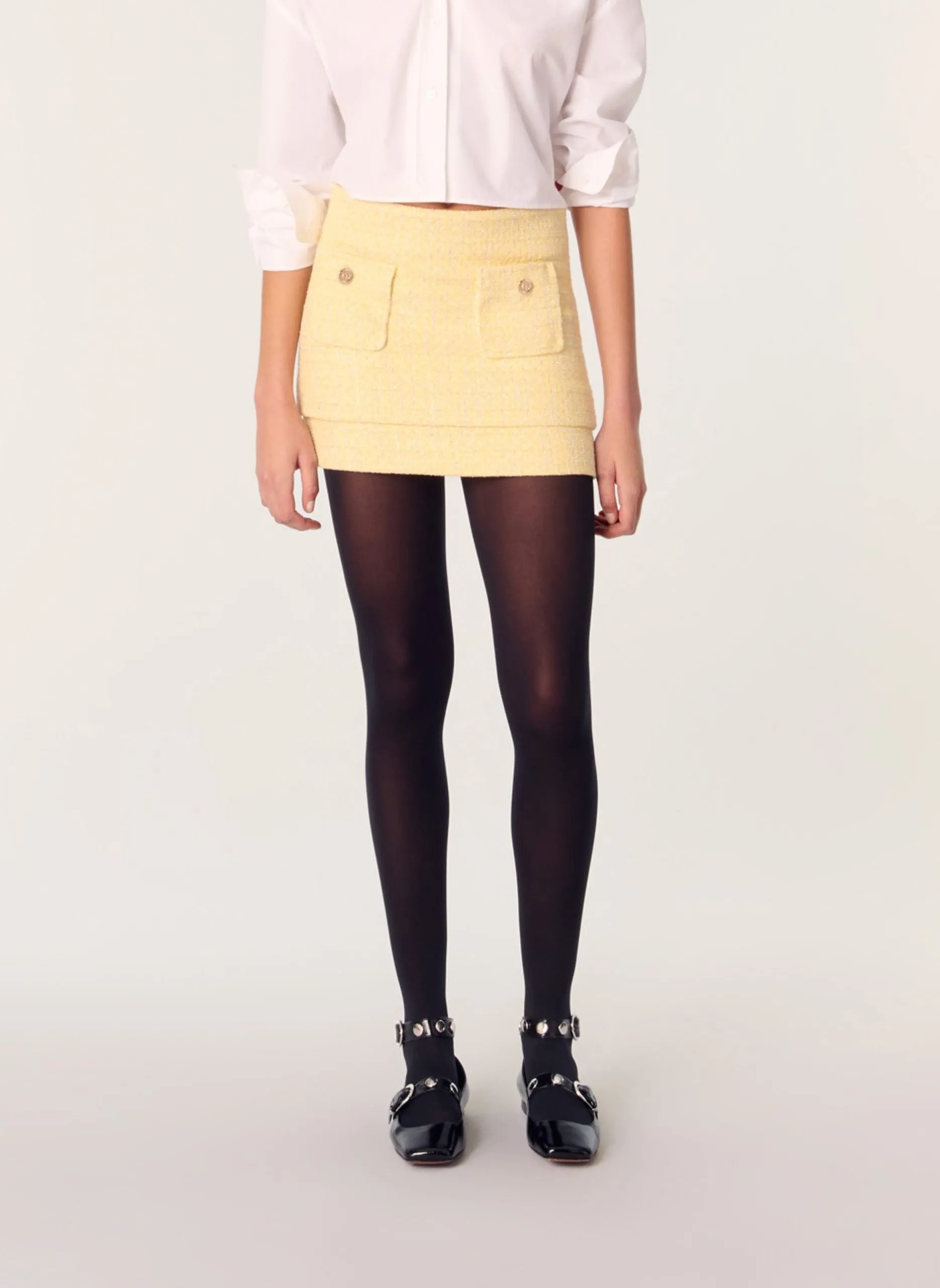 Gerade geschnittener Kurzrock aus Baumwoll-Mix Gelb