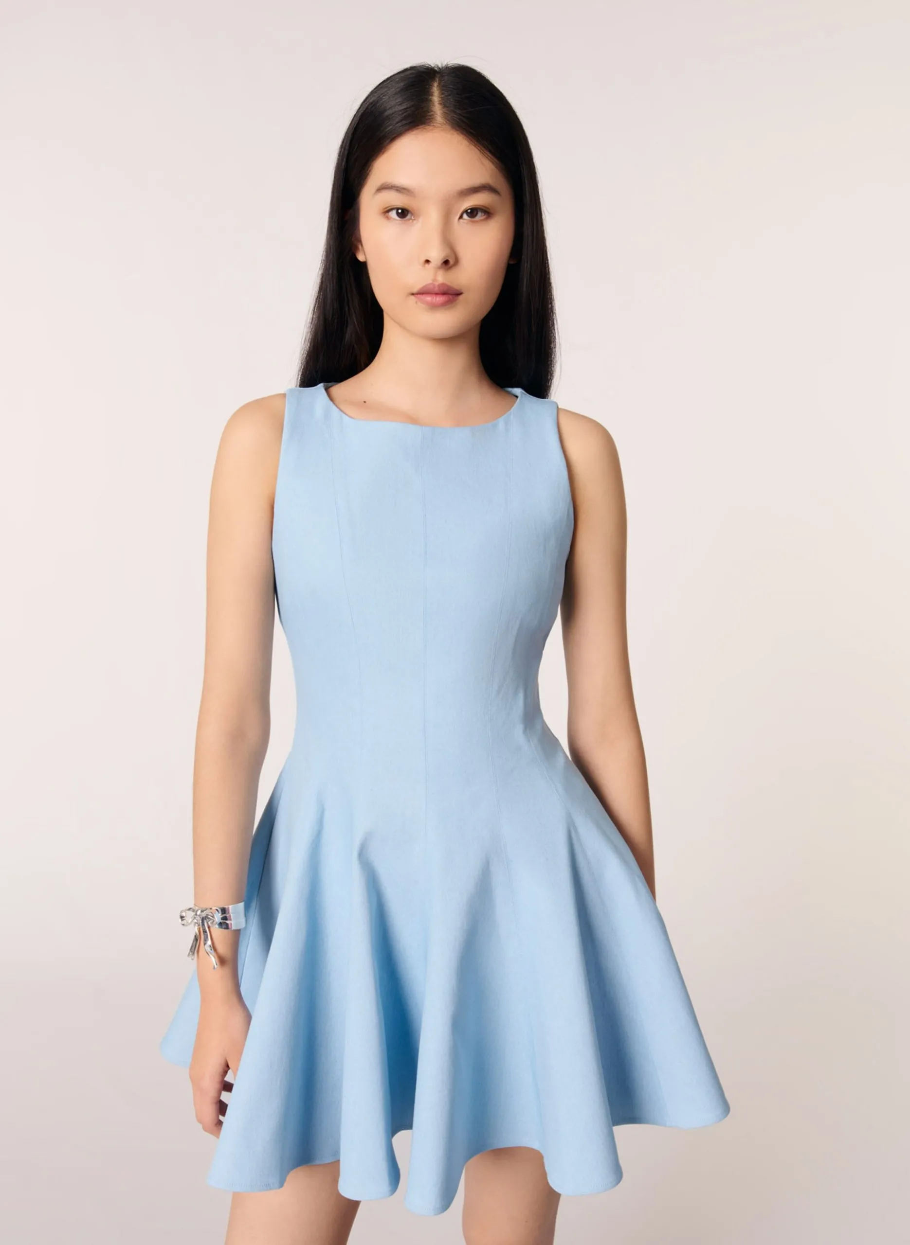 Kurzkleid mit U-Boot-Ausschnitt Blau