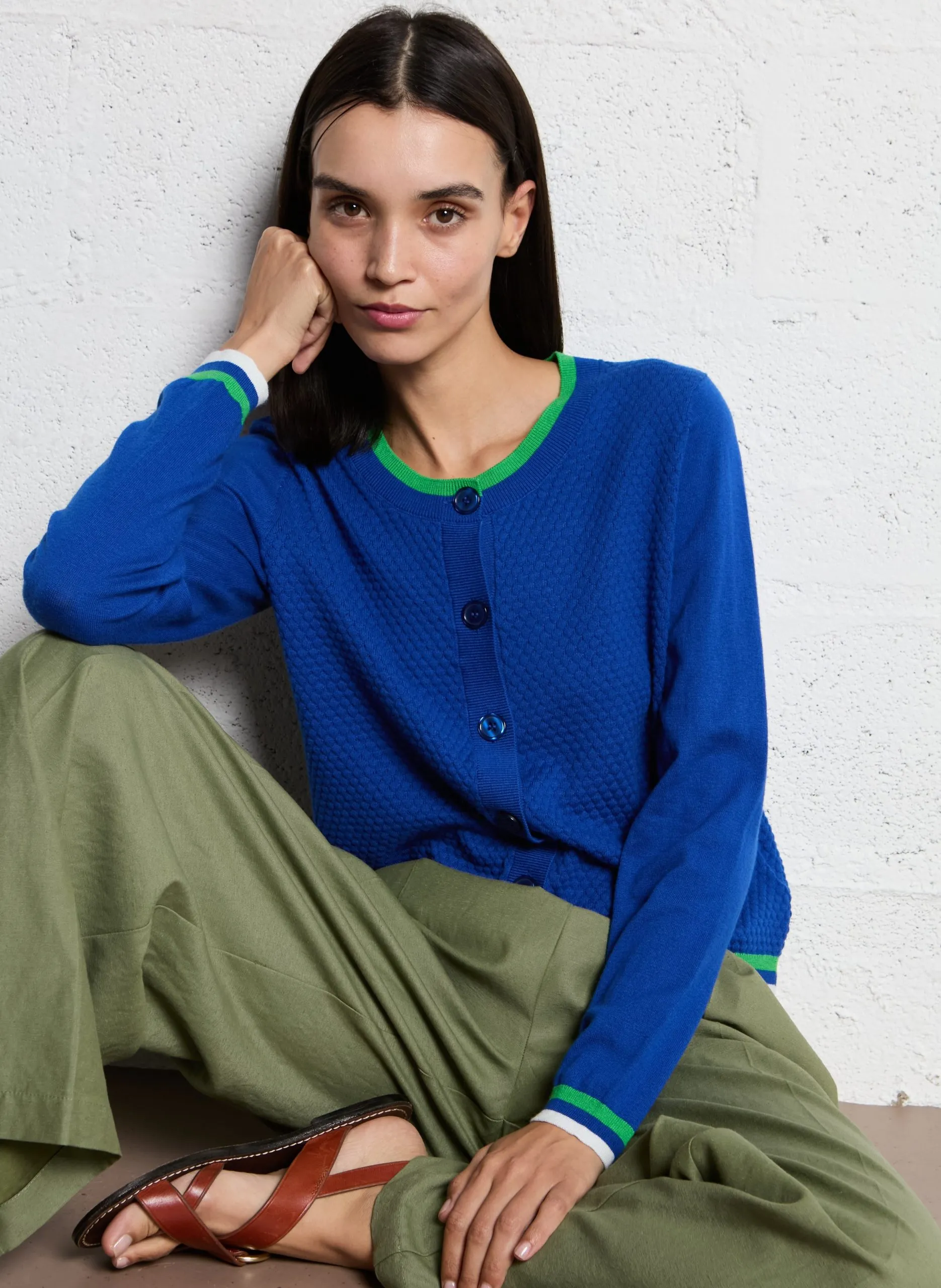 Azawood - Weite Hose mit hohem Bund Khaki VEZZA