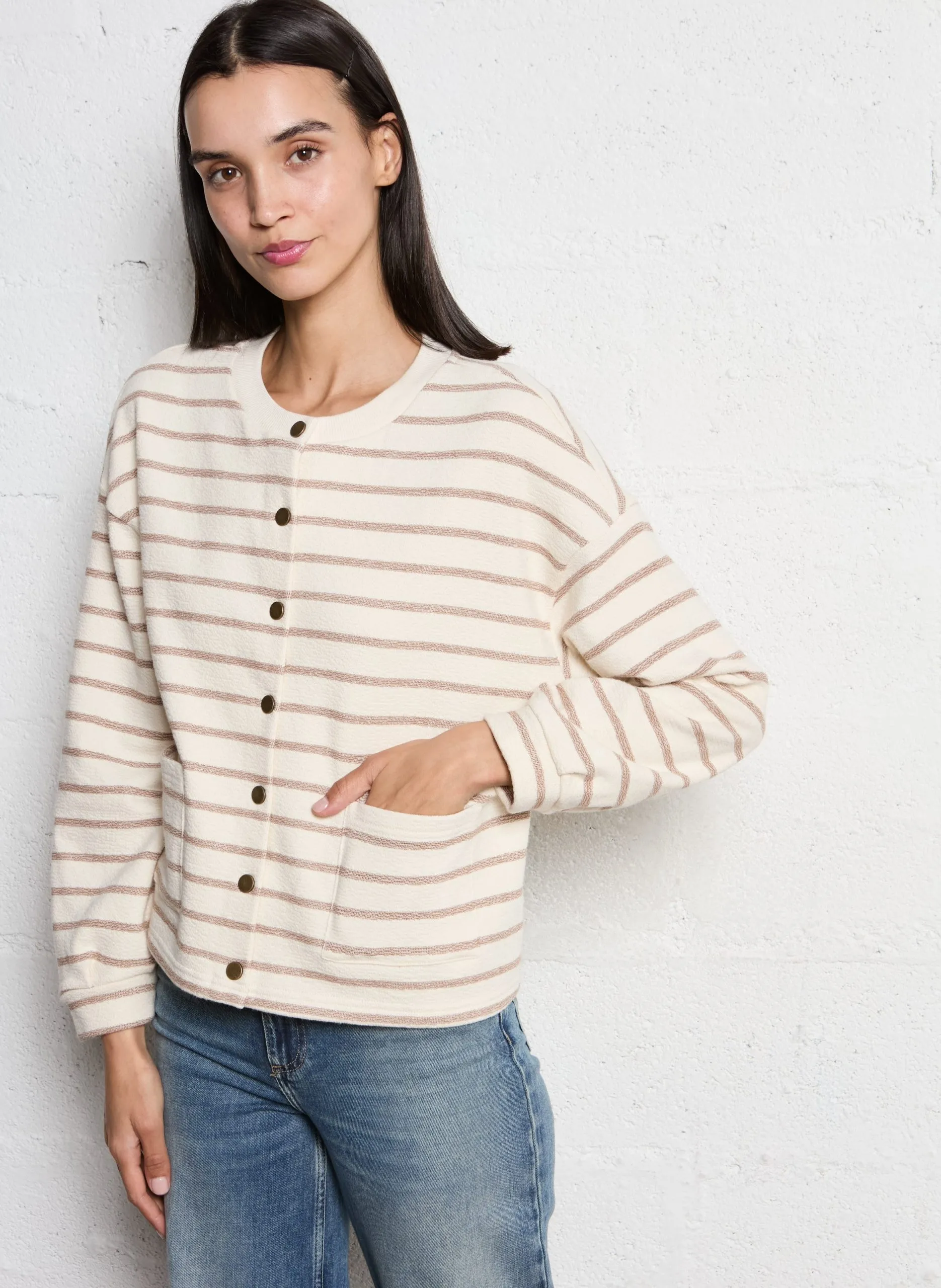 Cardigan mit Rundhalsausschnitt aus Baumwollmischung Braun MANNY