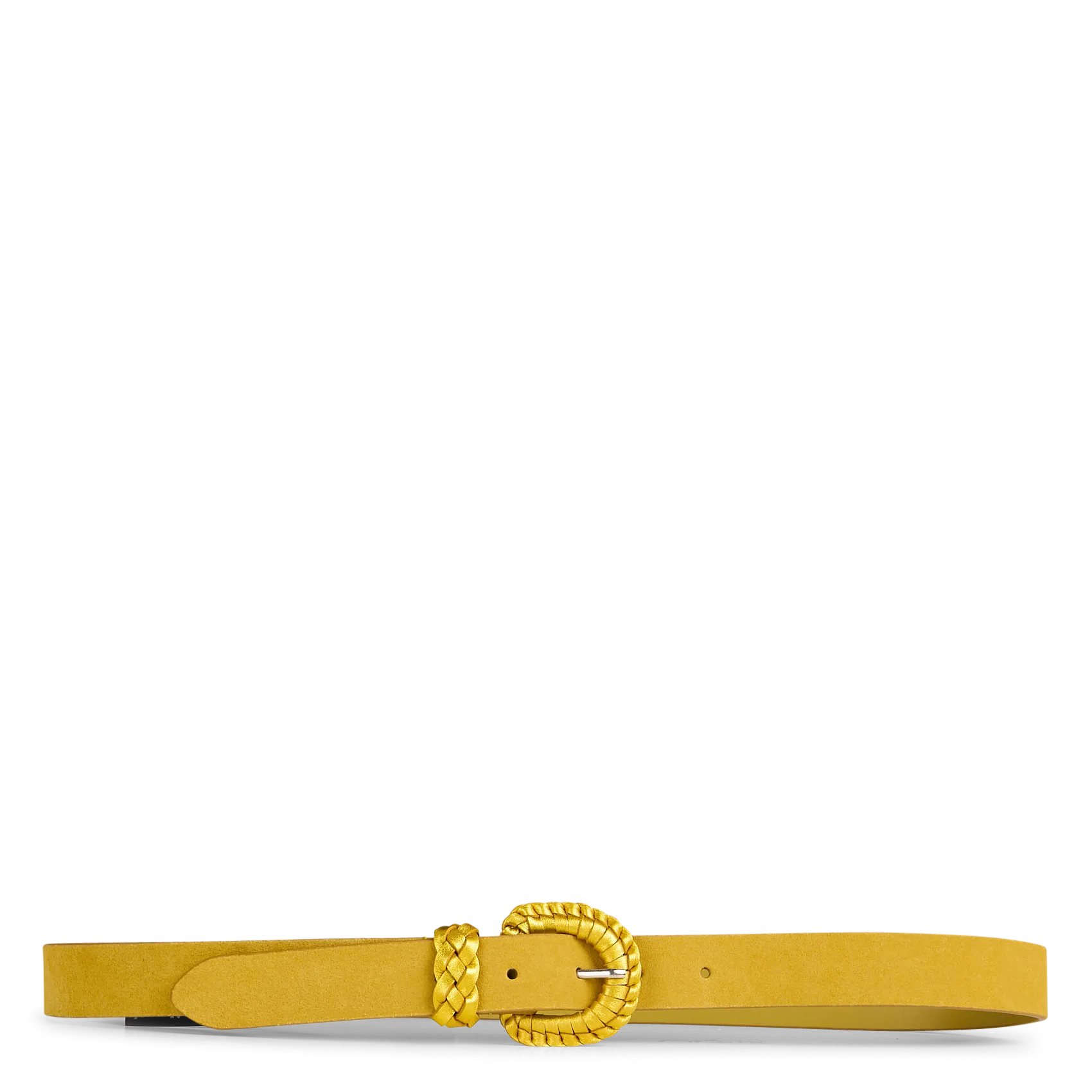 Wildledergürtel mit geflochtener Lederschnalle Gelb