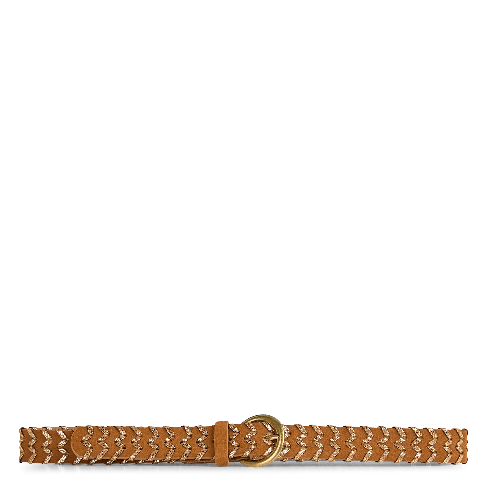 Geflochtener glitzernder Ledergürtel Braun TAMMY