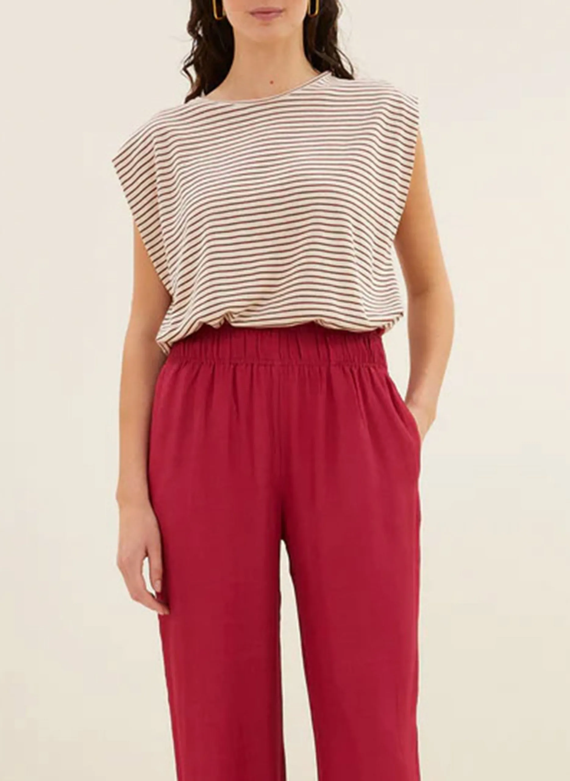 Ärmelloses gestreiftes Top Braun DIEDE