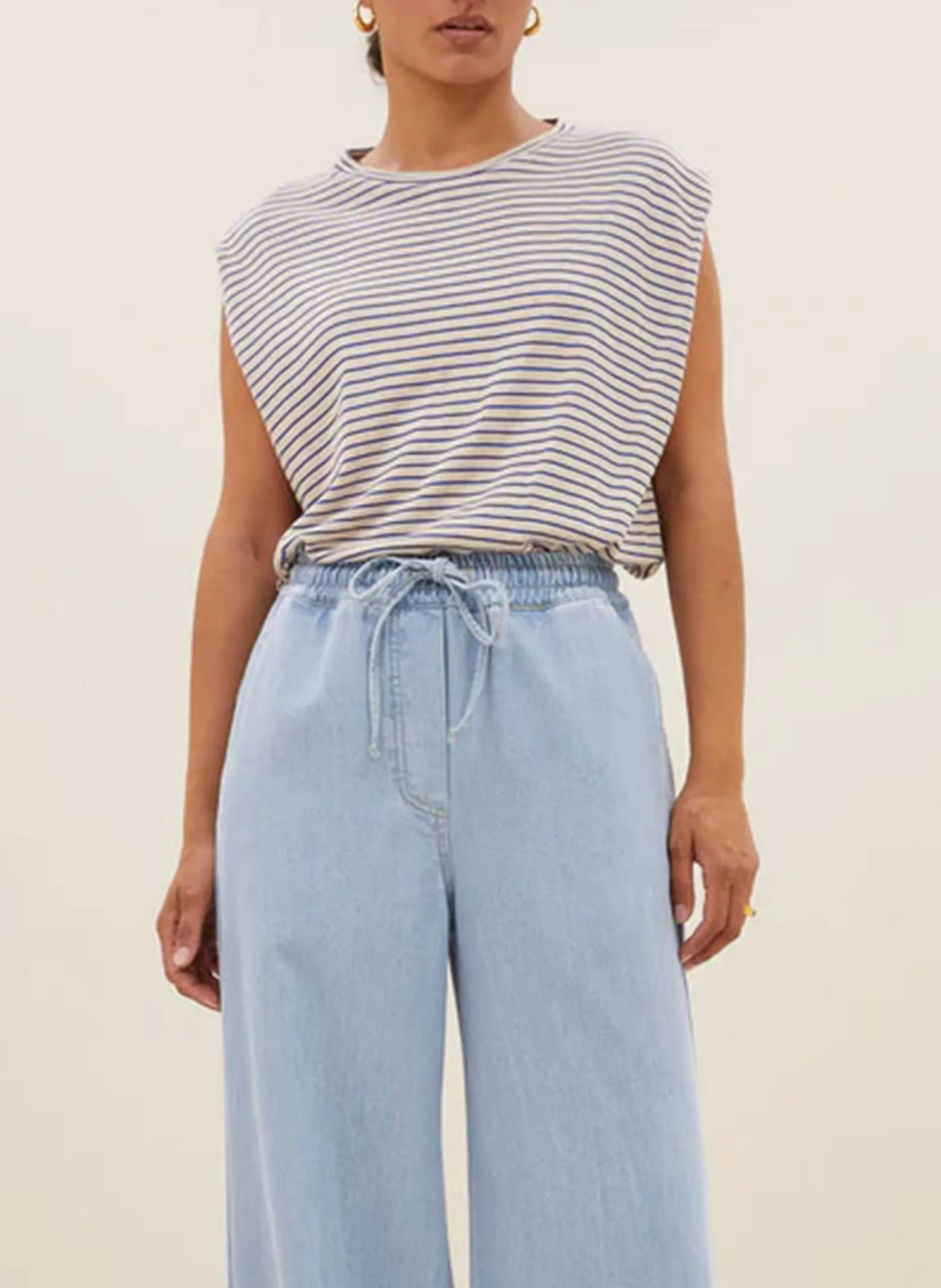 Ärmelloses gestreiftes Top Blau DIEDE