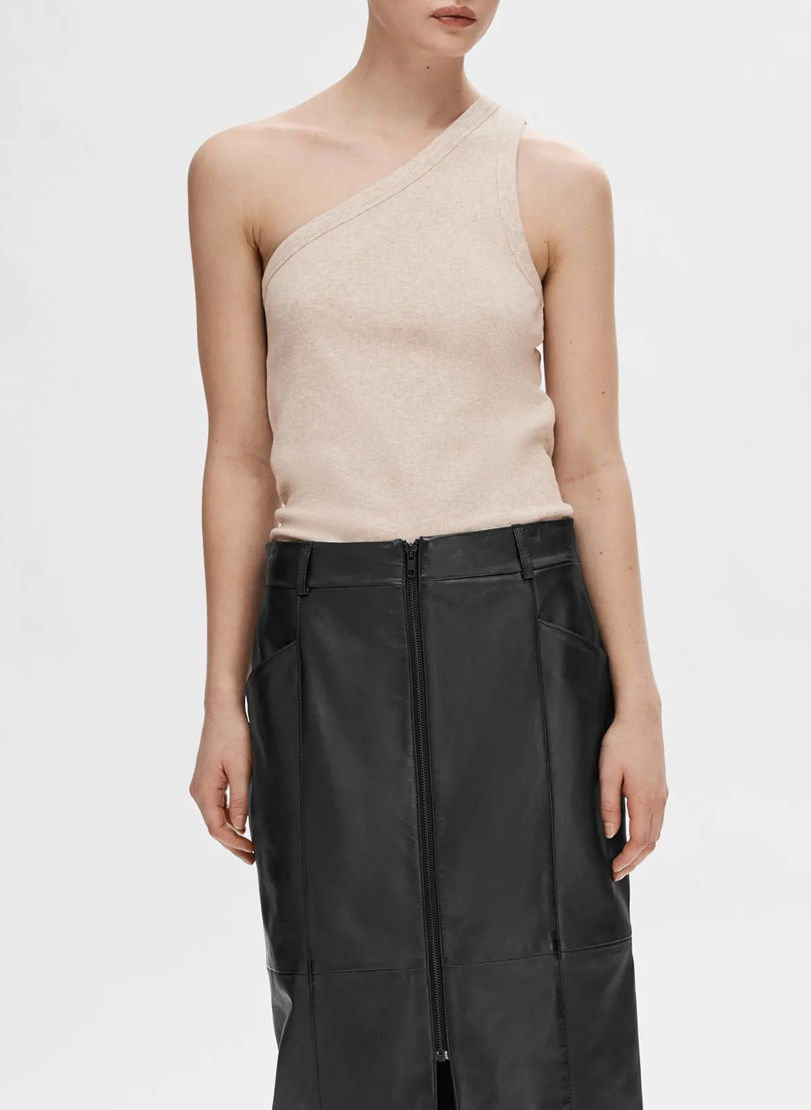 Anliegendes Top aus Bio-Baumwollmischung Beige ANNA