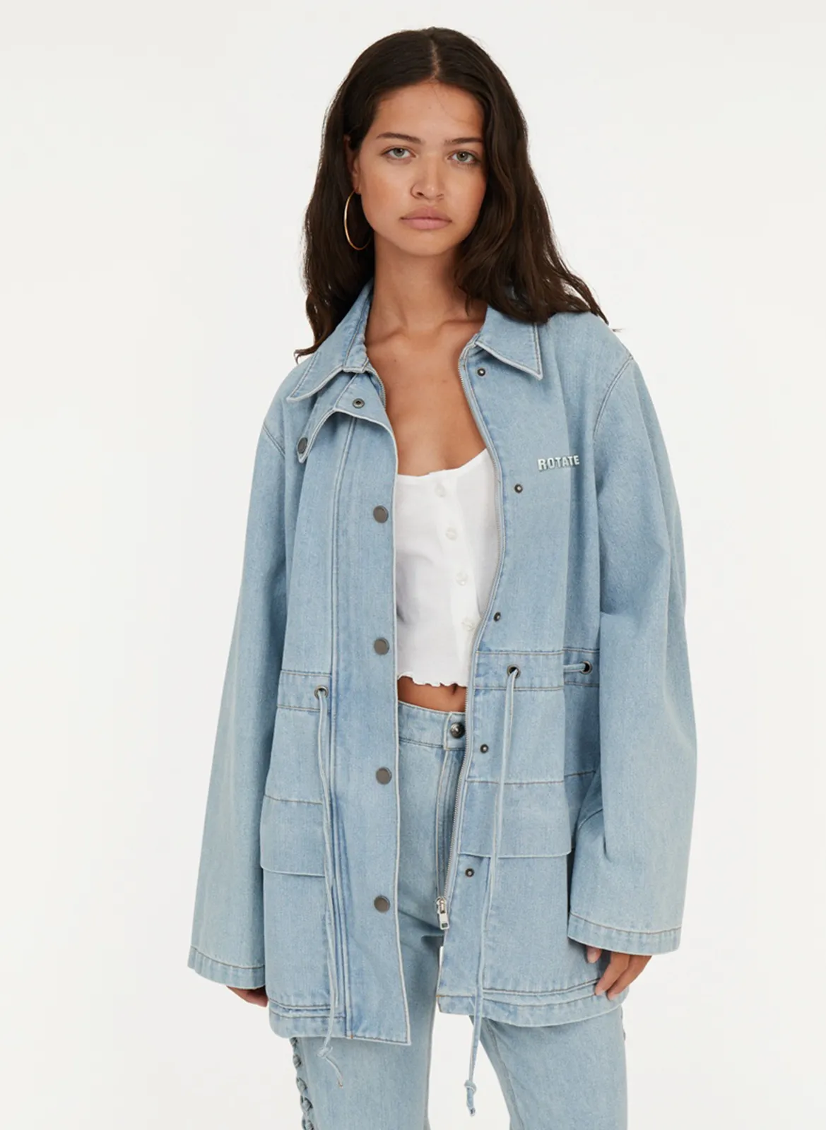 Jacke mit klassischem Kragen aus Bio-Baumwoll-Denim Blau