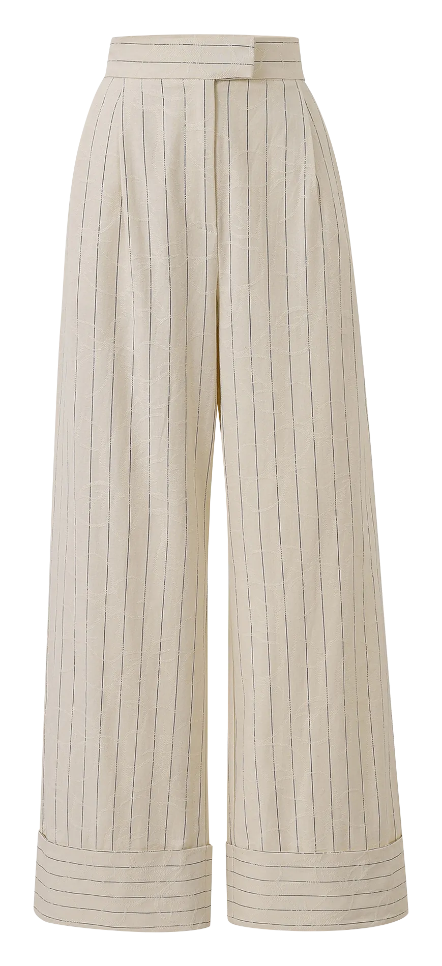 Weite Streifenhose aus Baumwoll-Mix Beige PIA