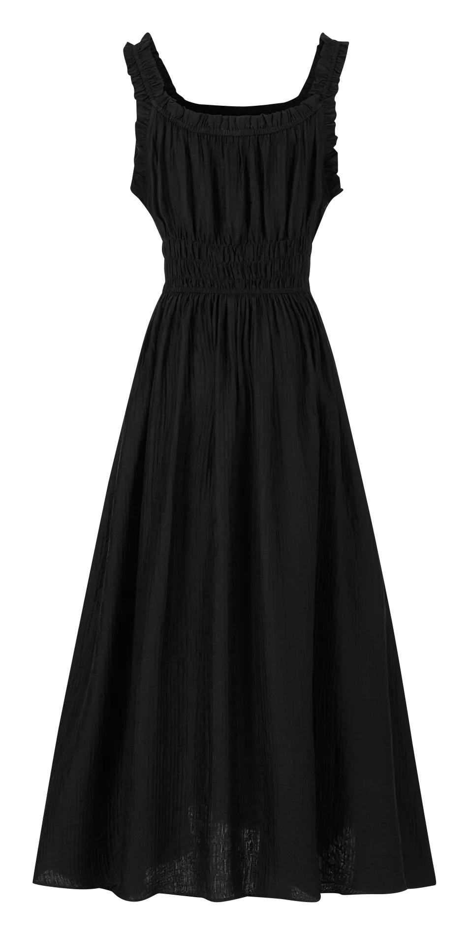 Kurzkleid mit eckigem Ausschnitt und schmalen Trägern Schwarz SANNE