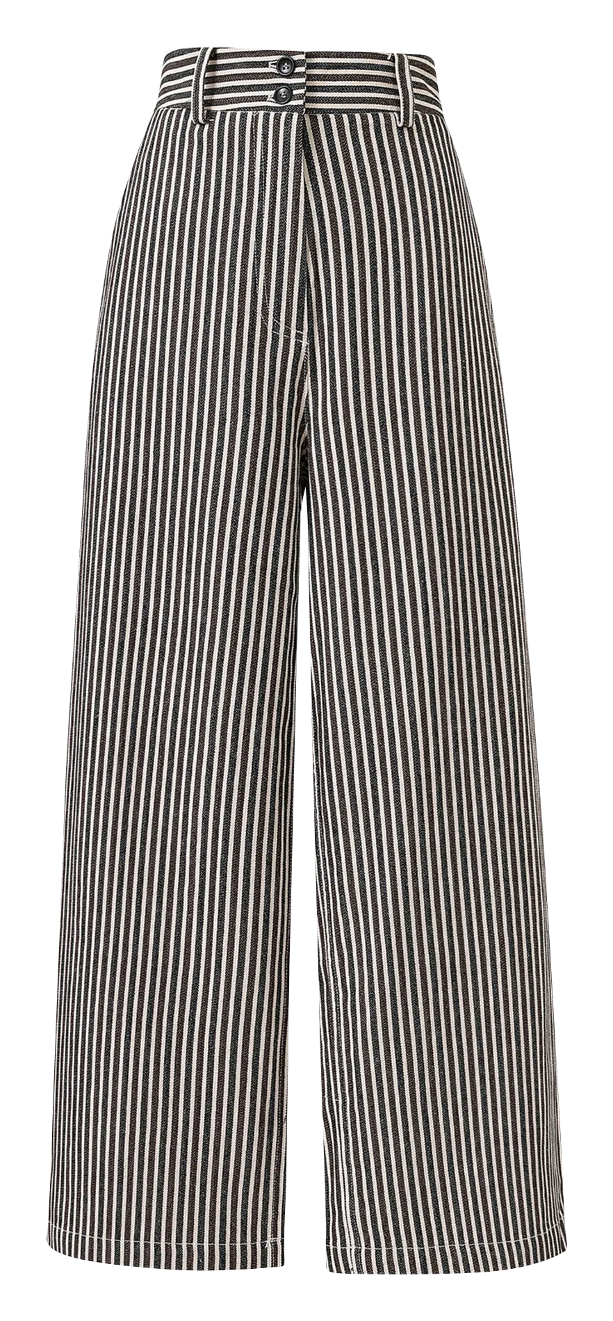 Weit geschnittene Streifenhose mit hohem Bund Braun SWANNE