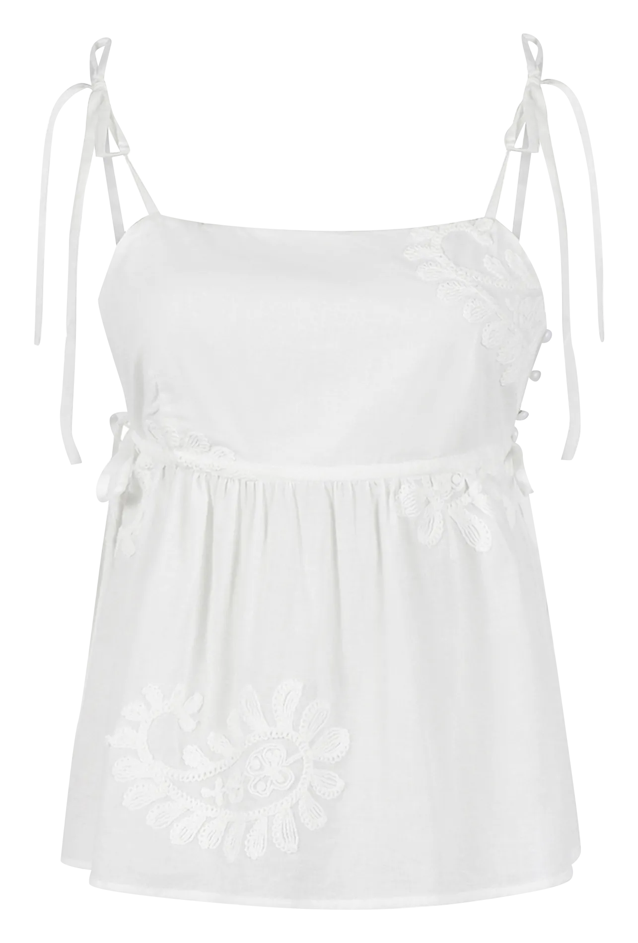 Besticktes Trägertop Weiss ANNAIS