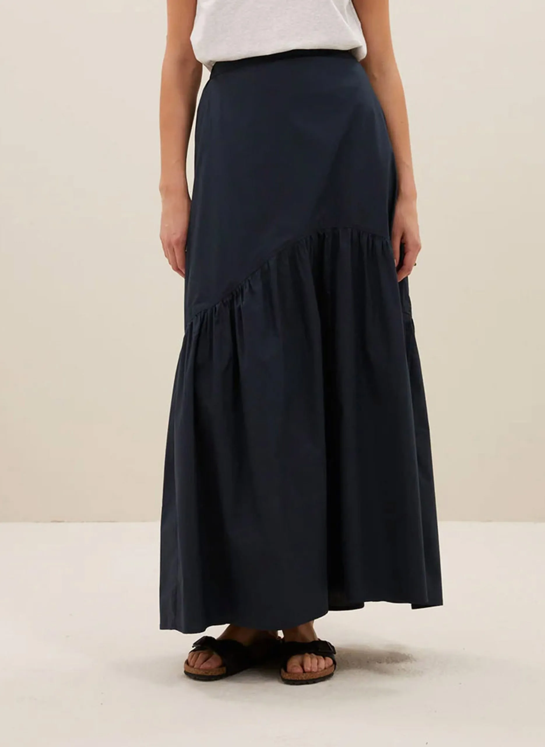 Langer, ausgestellter Rock mit Falten Blau JOYA