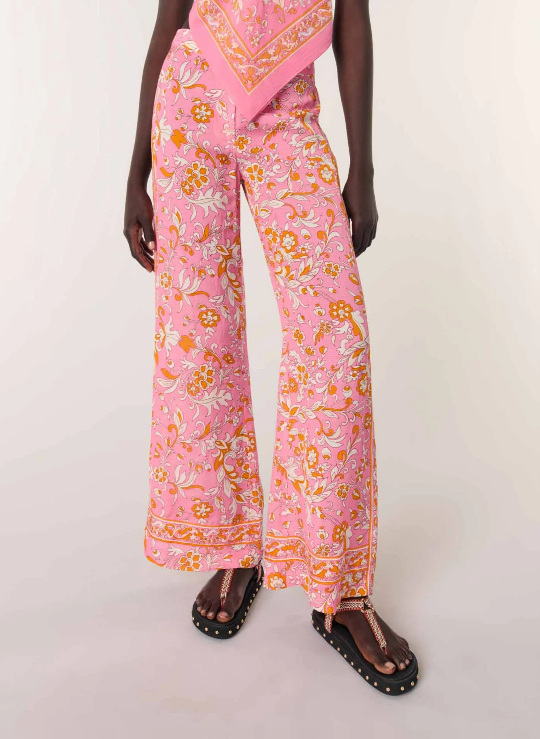 Bedruckte Schlaghose Orange