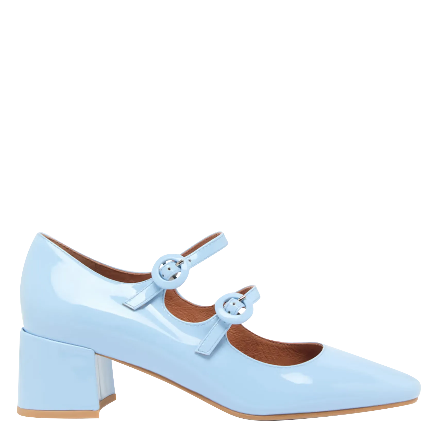 Spangenpumps aus Glacé-Leder Blau DELOU