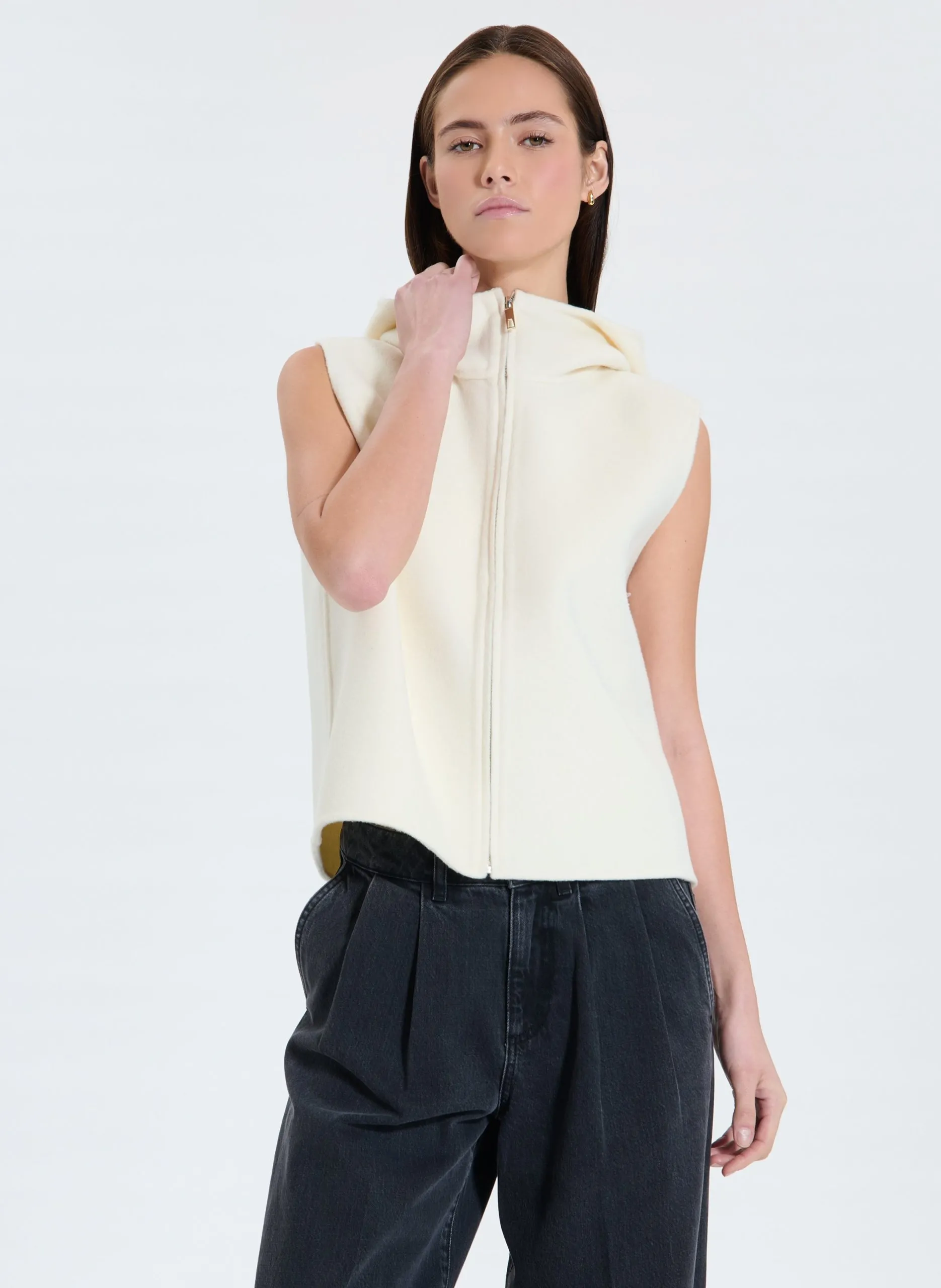 Ärmellose Kapuzenweste Weiss GELIA