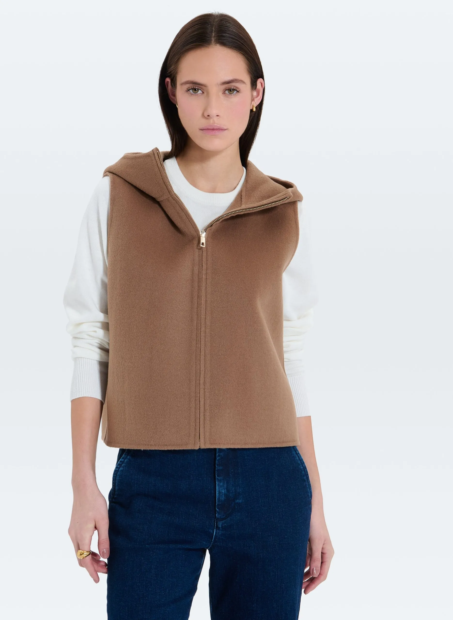 Ärmellose Kapuzenweste Braun GELIA