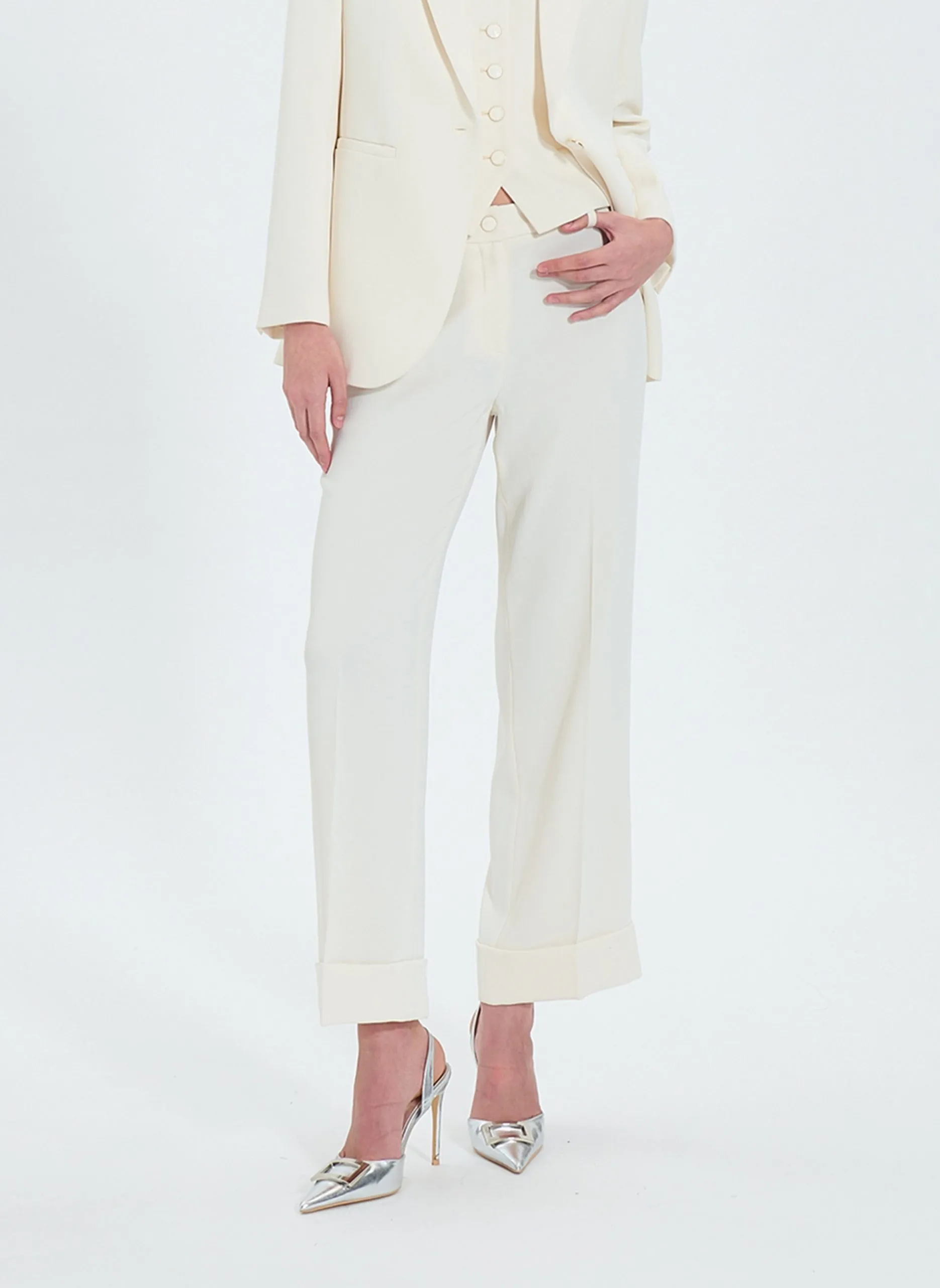 Bundfaltenhose Weiss PARLY