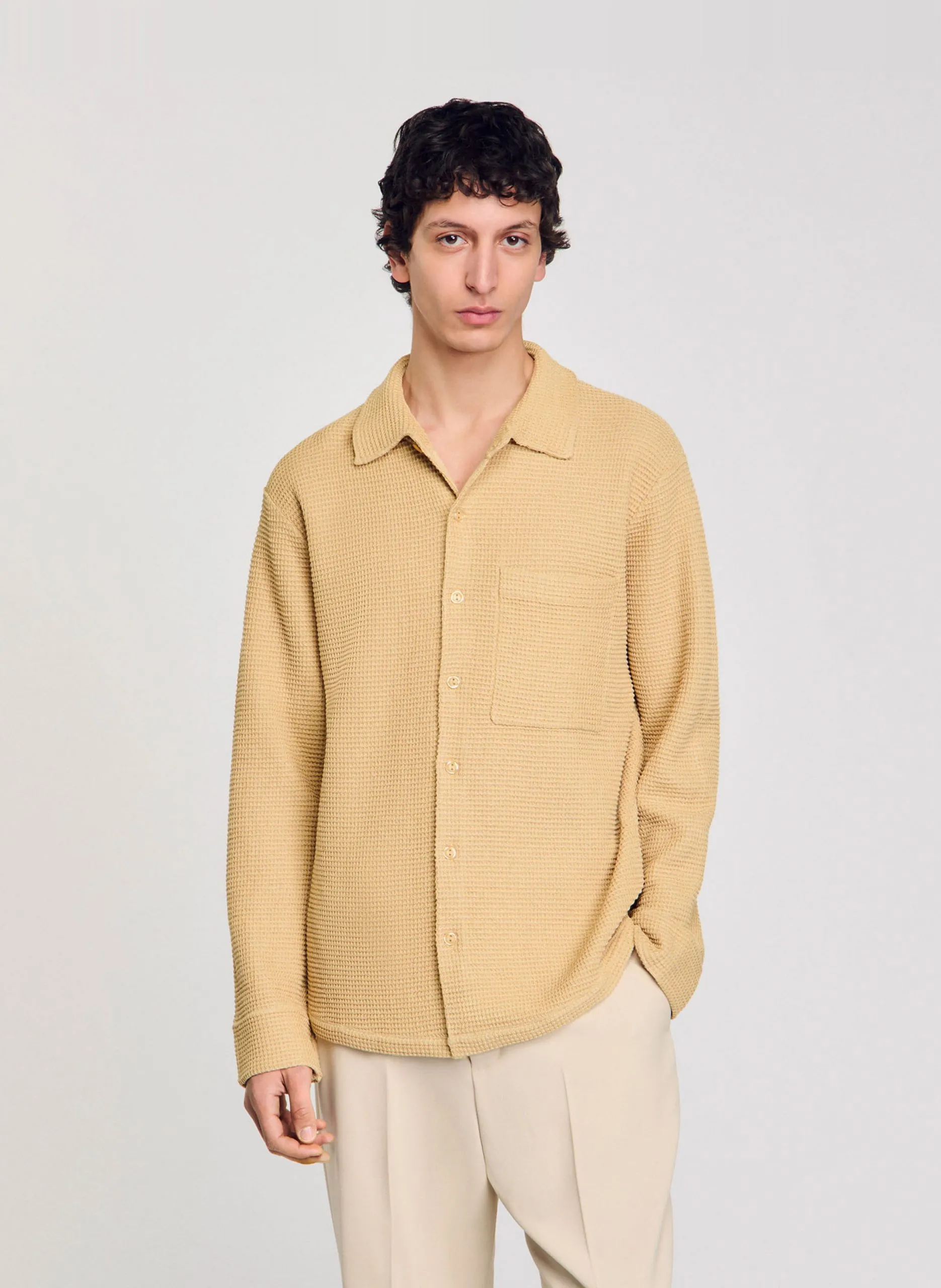 Oversize-Hemd mit klassischem Kragen Beige