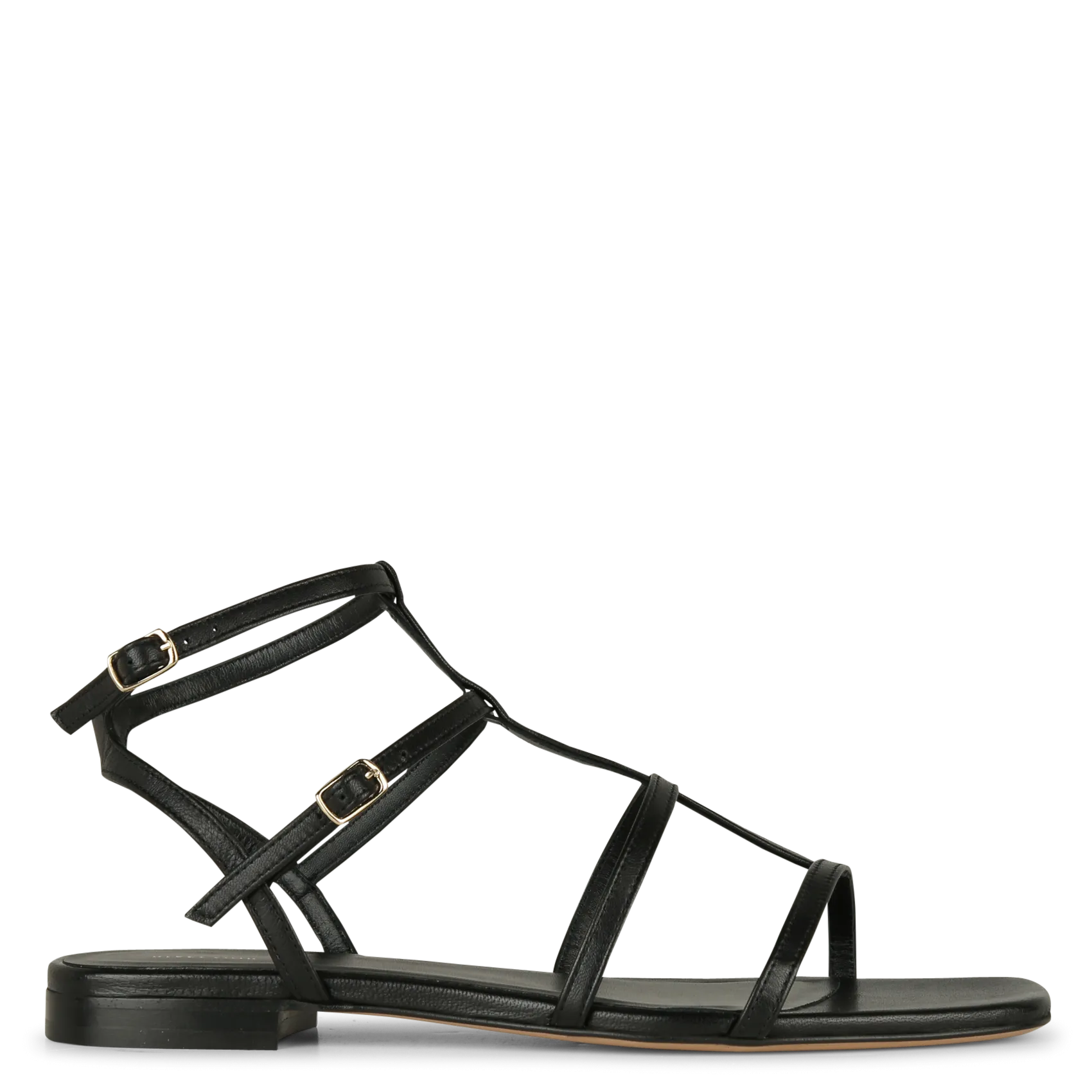 Avarca Berlin - Flache Ledersandalen mit Samt Schwarz N°210