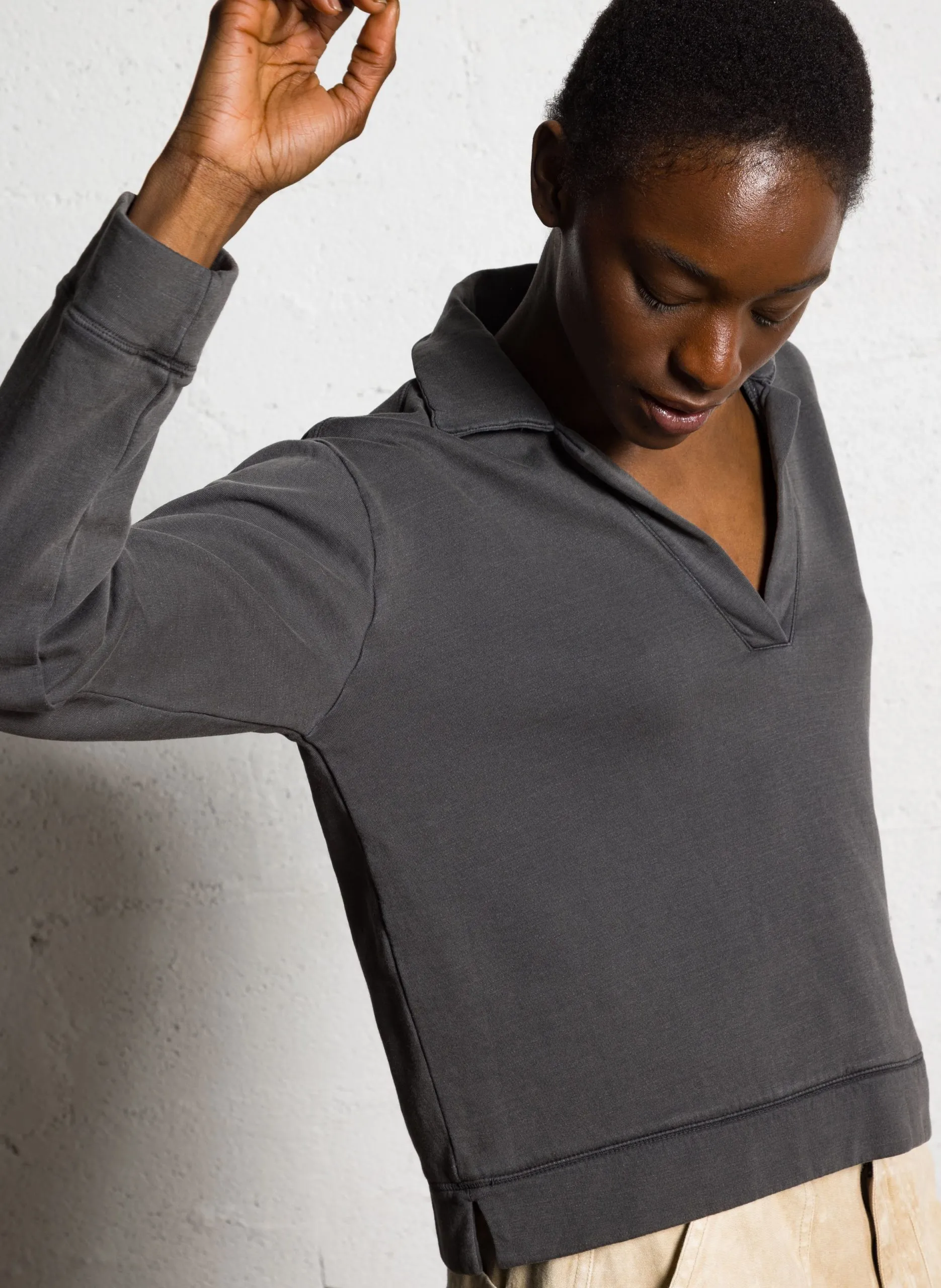 Gerader Sweatshirt mit langen Ärmeln Grau SULLY