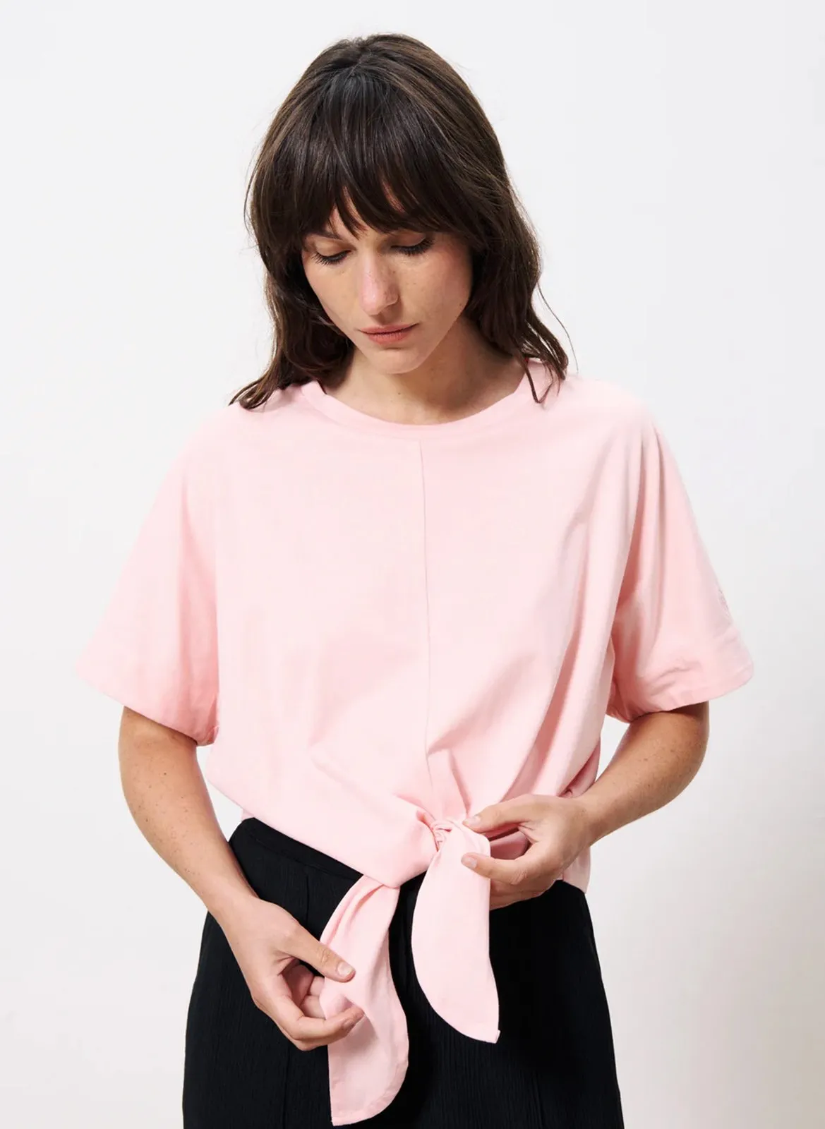 Baumwoll-Pullover mit Rundhalsausschnitt Rosa CARINA