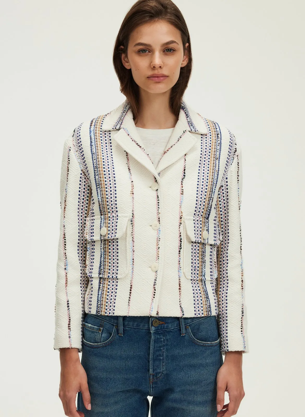 Baumwoll-Mix-Jacke mit Reverskragen Beige RYSELLE