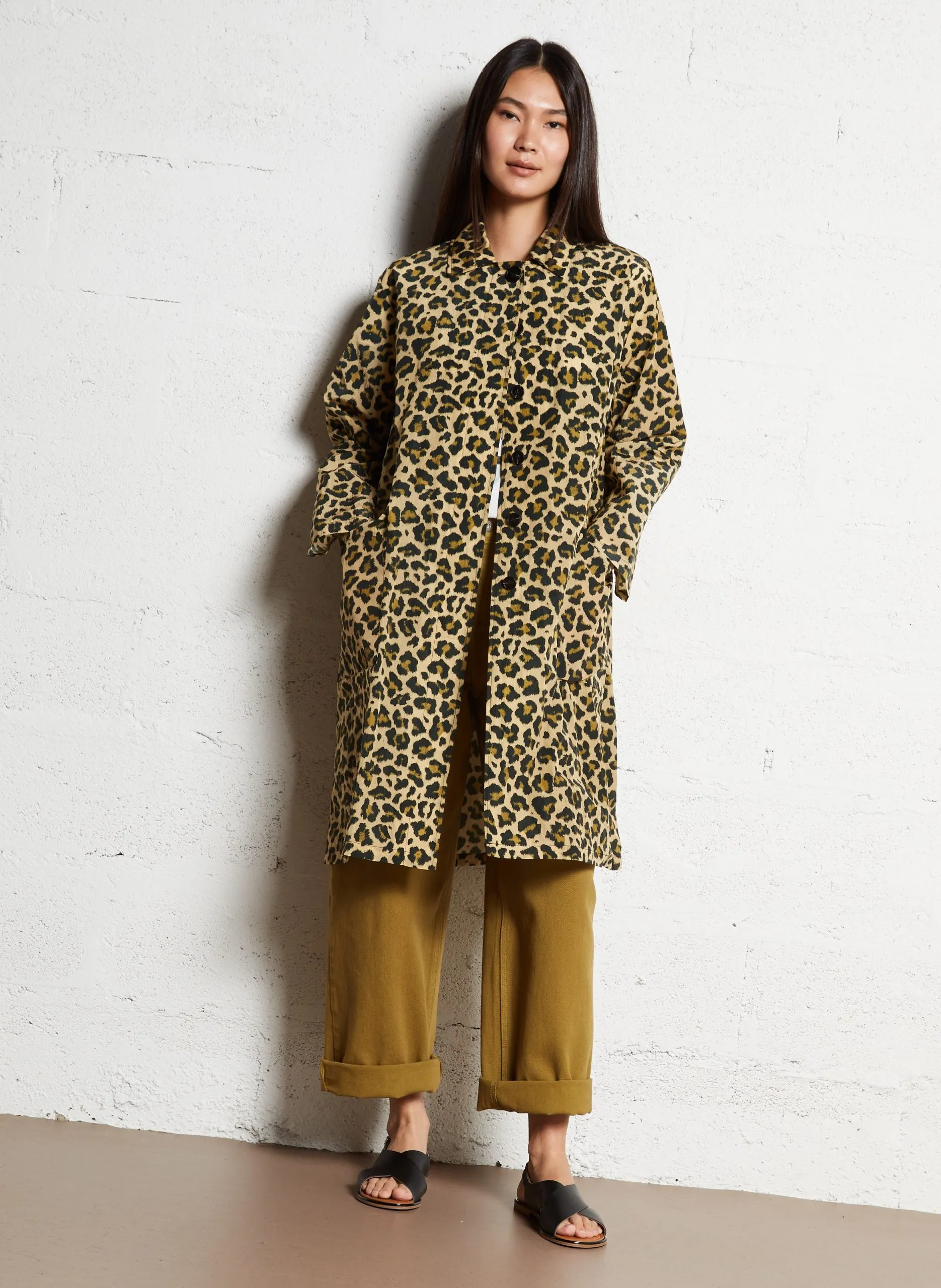 Gerader Leopardenmuster-Blouson Beige AVIONA