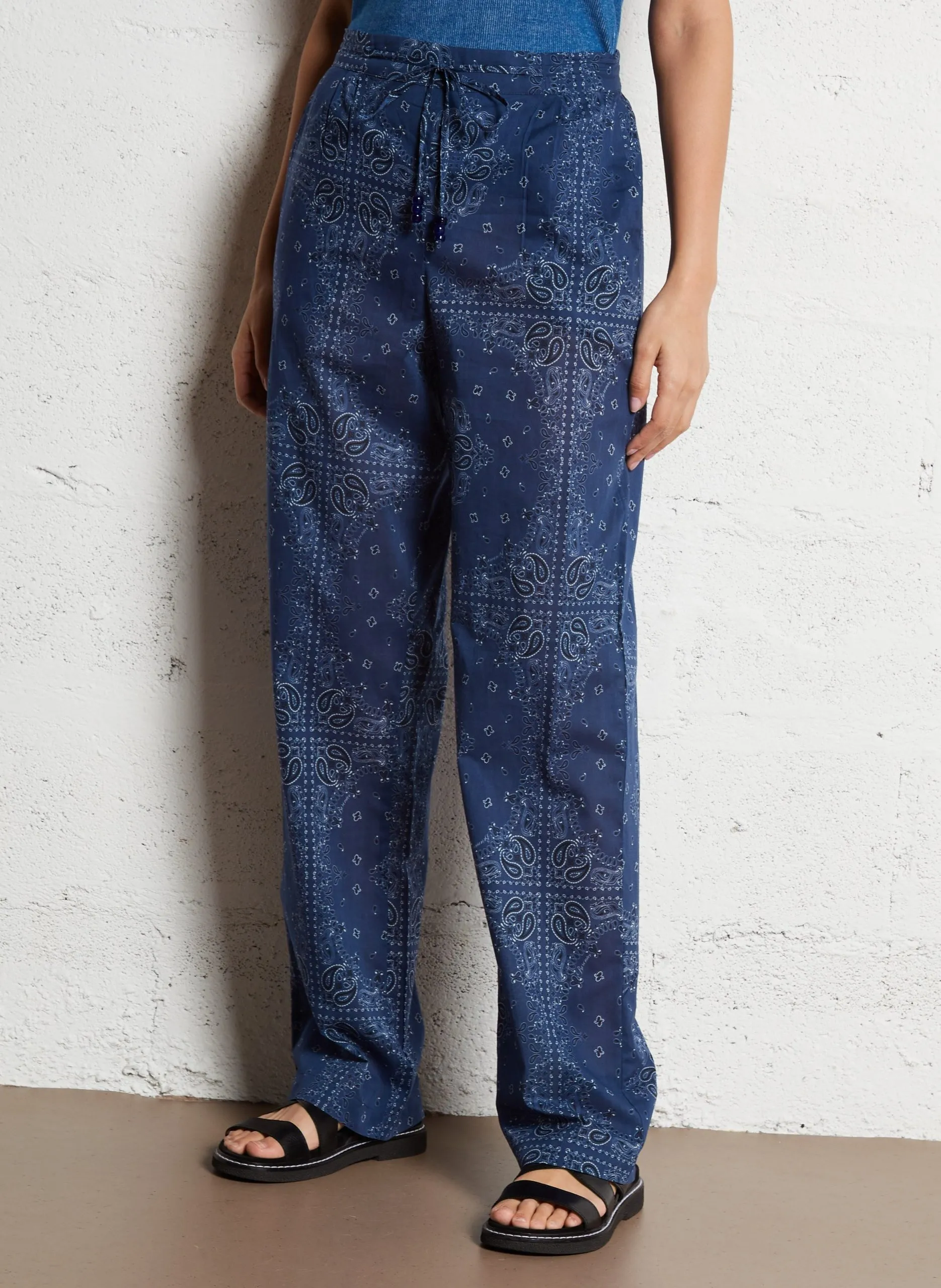 Gerade Hose mit Bandana-Muster Blau PANDANA